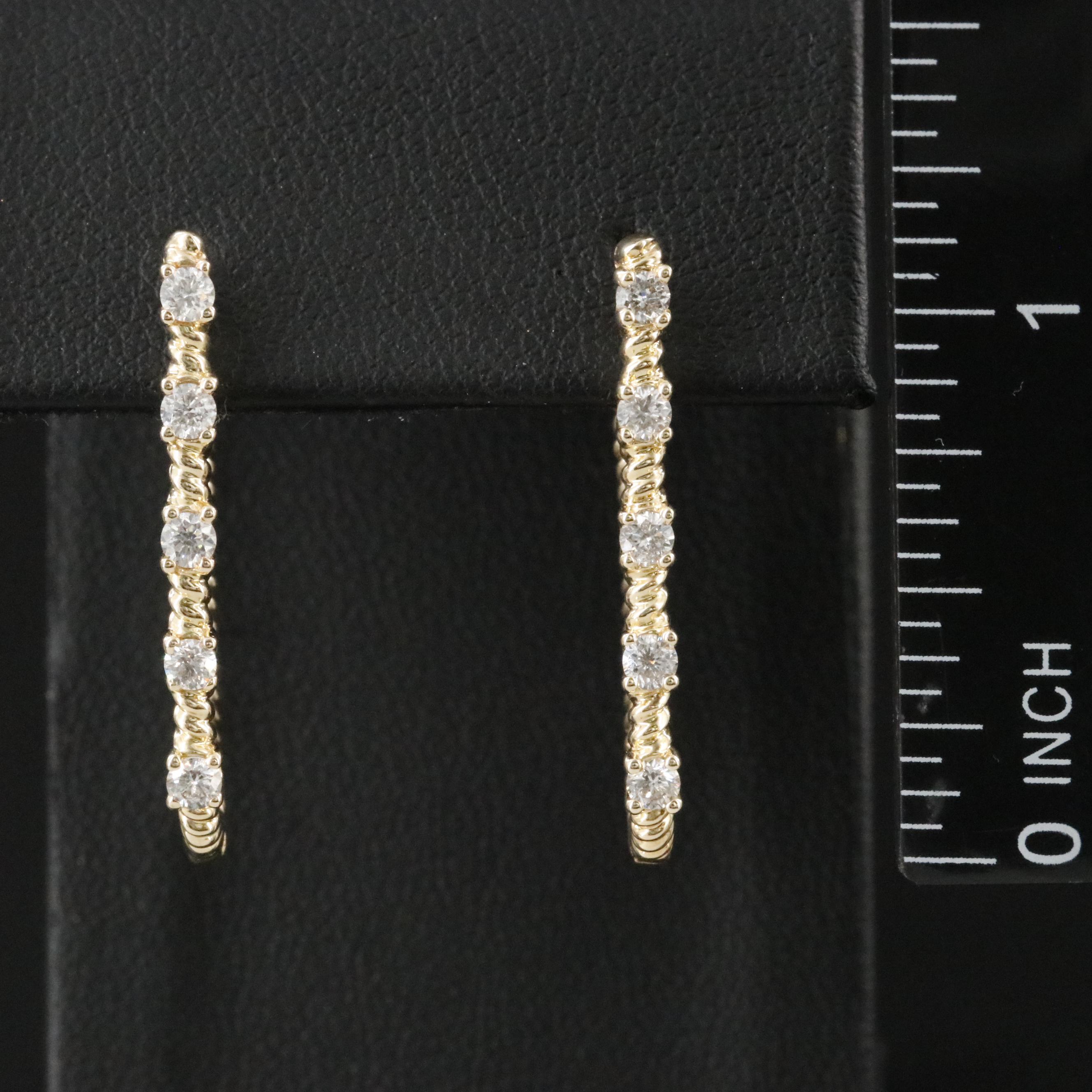 10K 0.50 CTW Diamond Oval Hoop Earrings