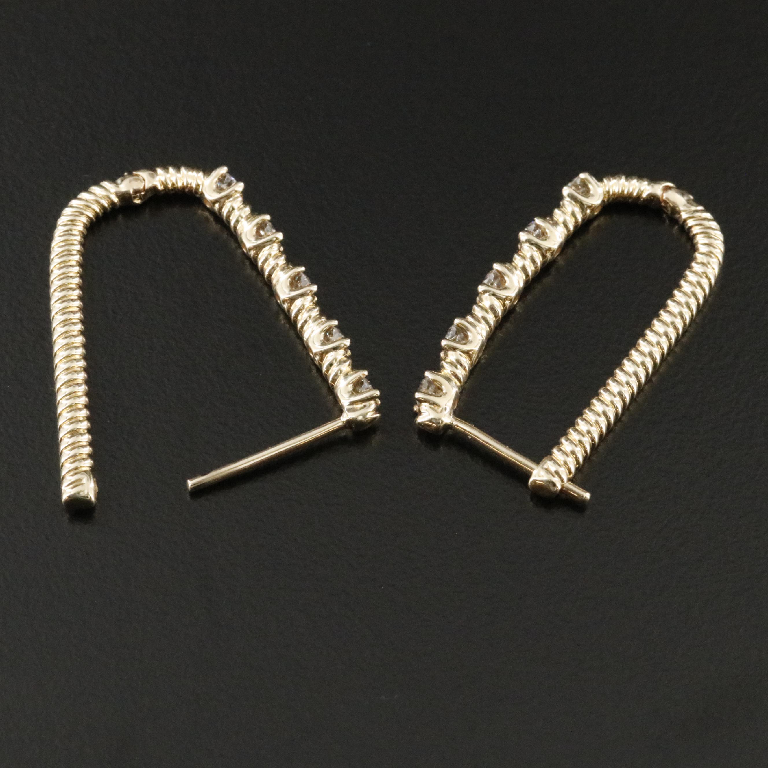 10K 0.50 CTW Diamond Oval Hoop Earrings