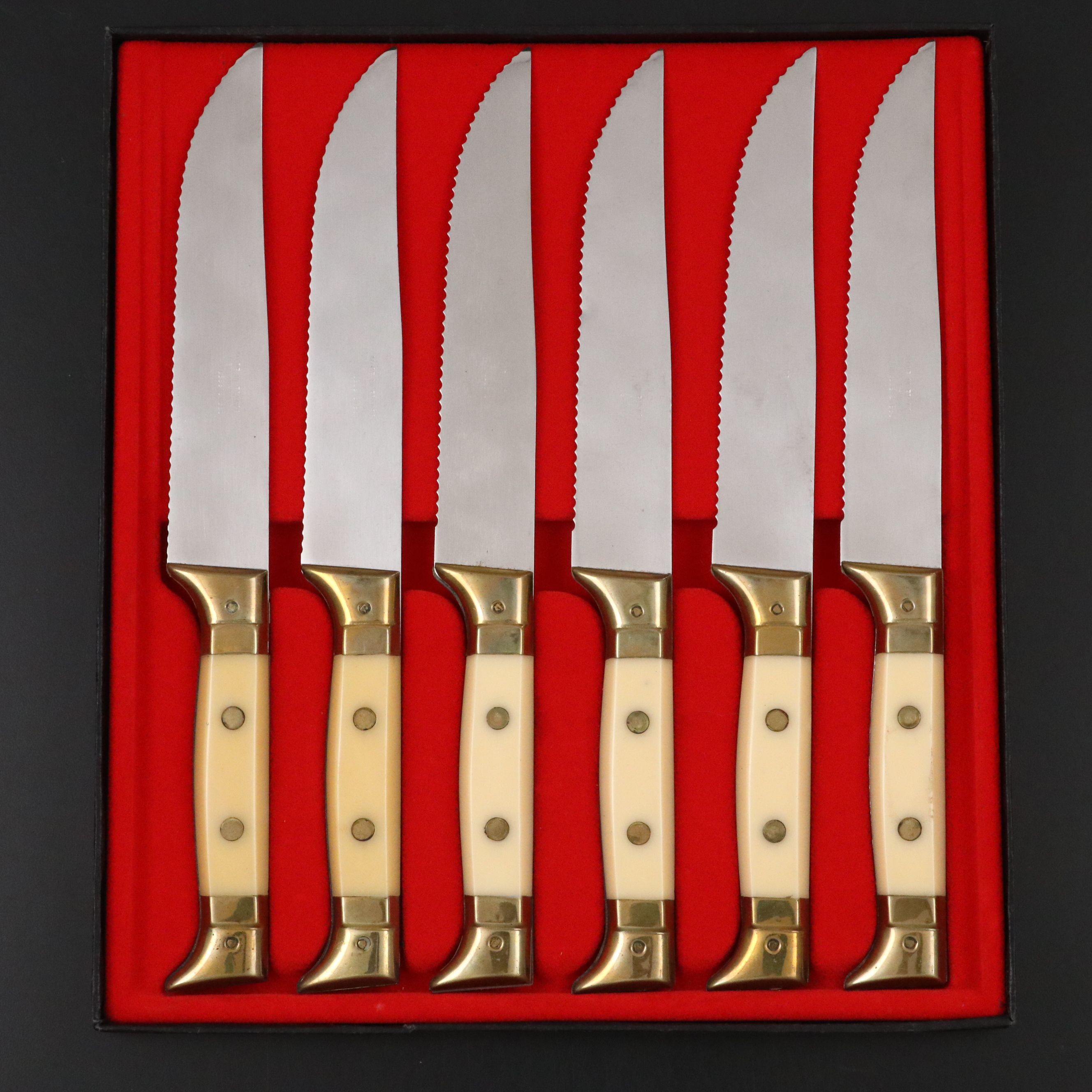 Neiman Marcus French Stainless Steel Steak Knives, Mid to Late 20th Century