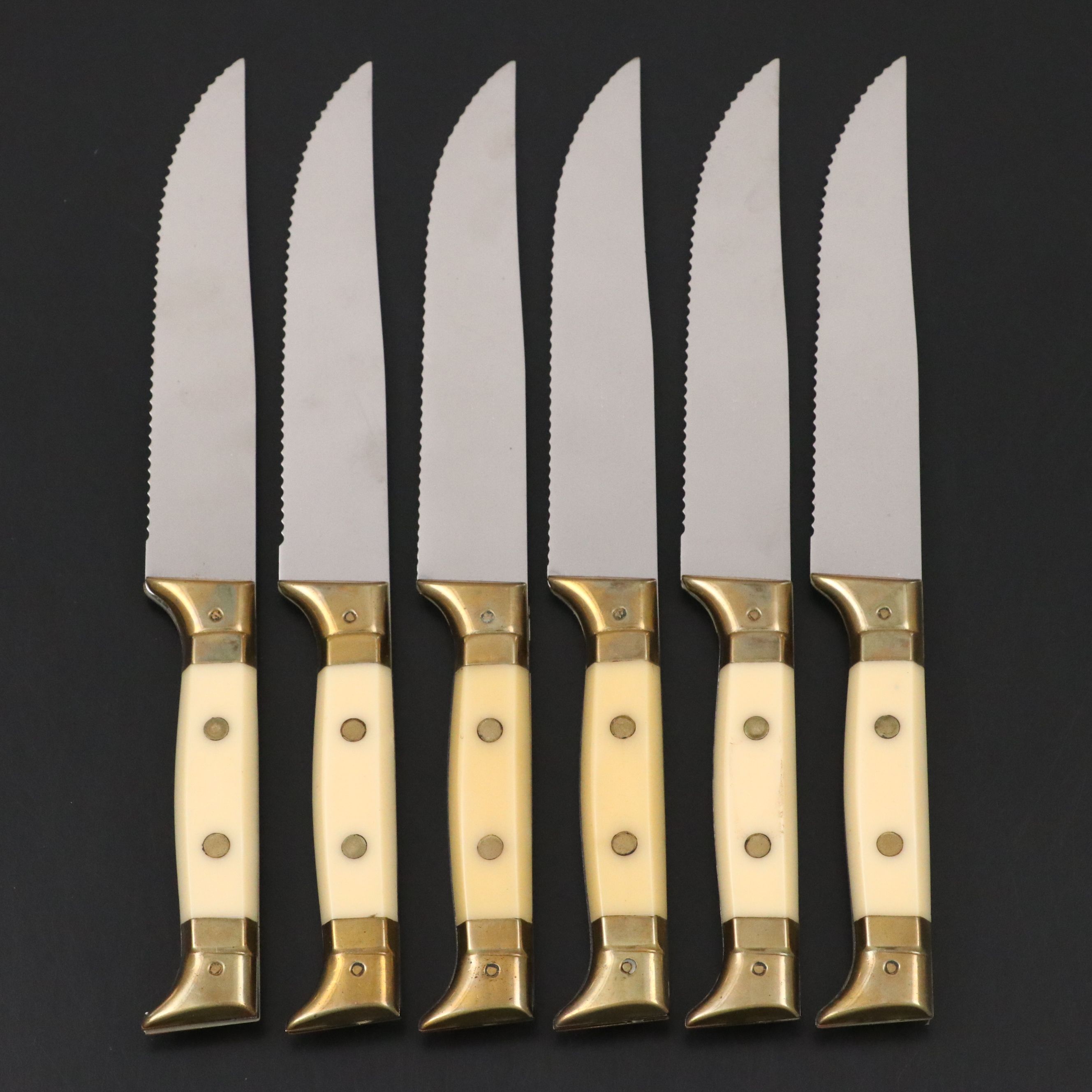 Neiman Marcus French Stainless Steel Steak Knives, Mid to Late 20th Century
