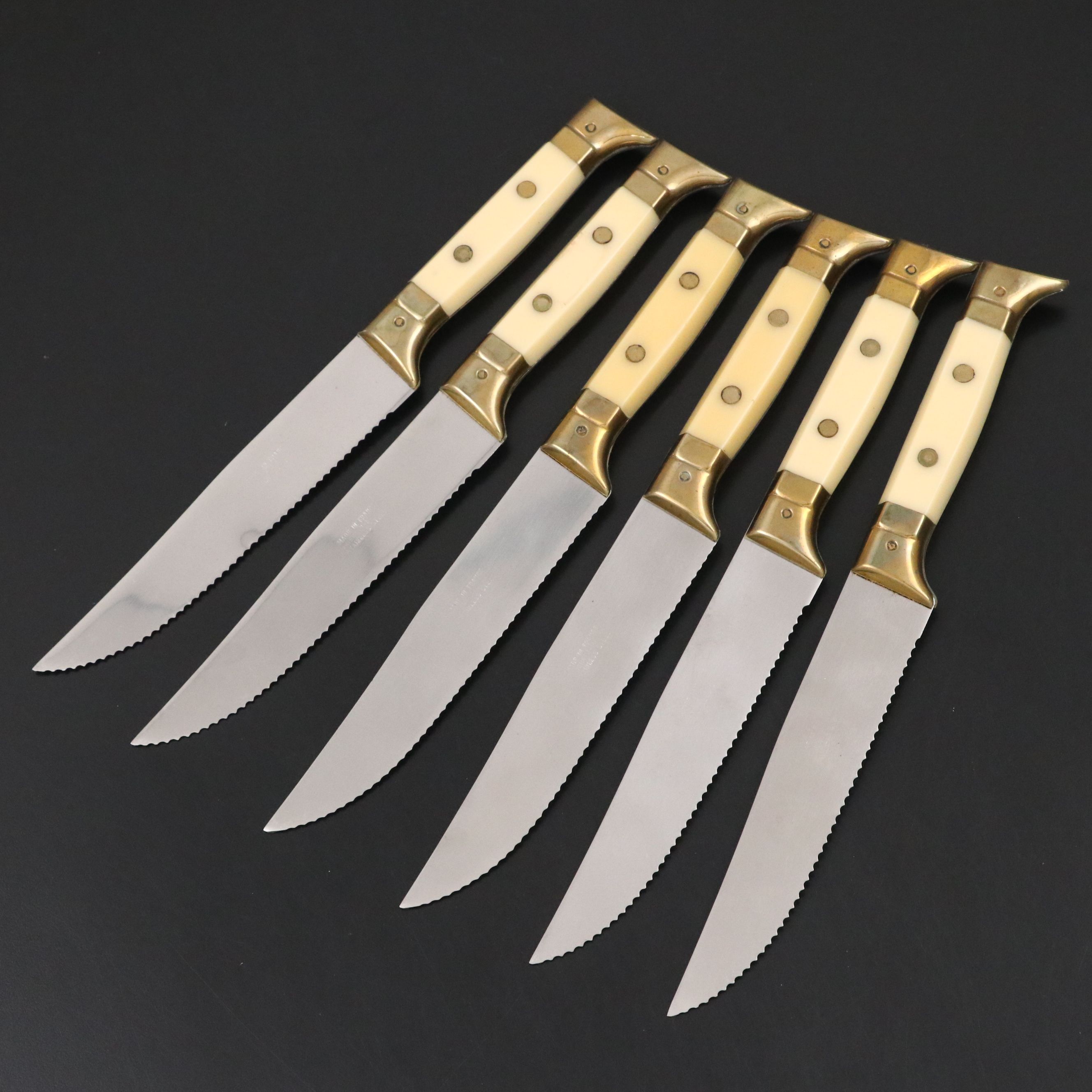 Neiman Marcus French Stainless Steel Steak Knives, Mid to Late 20th Century