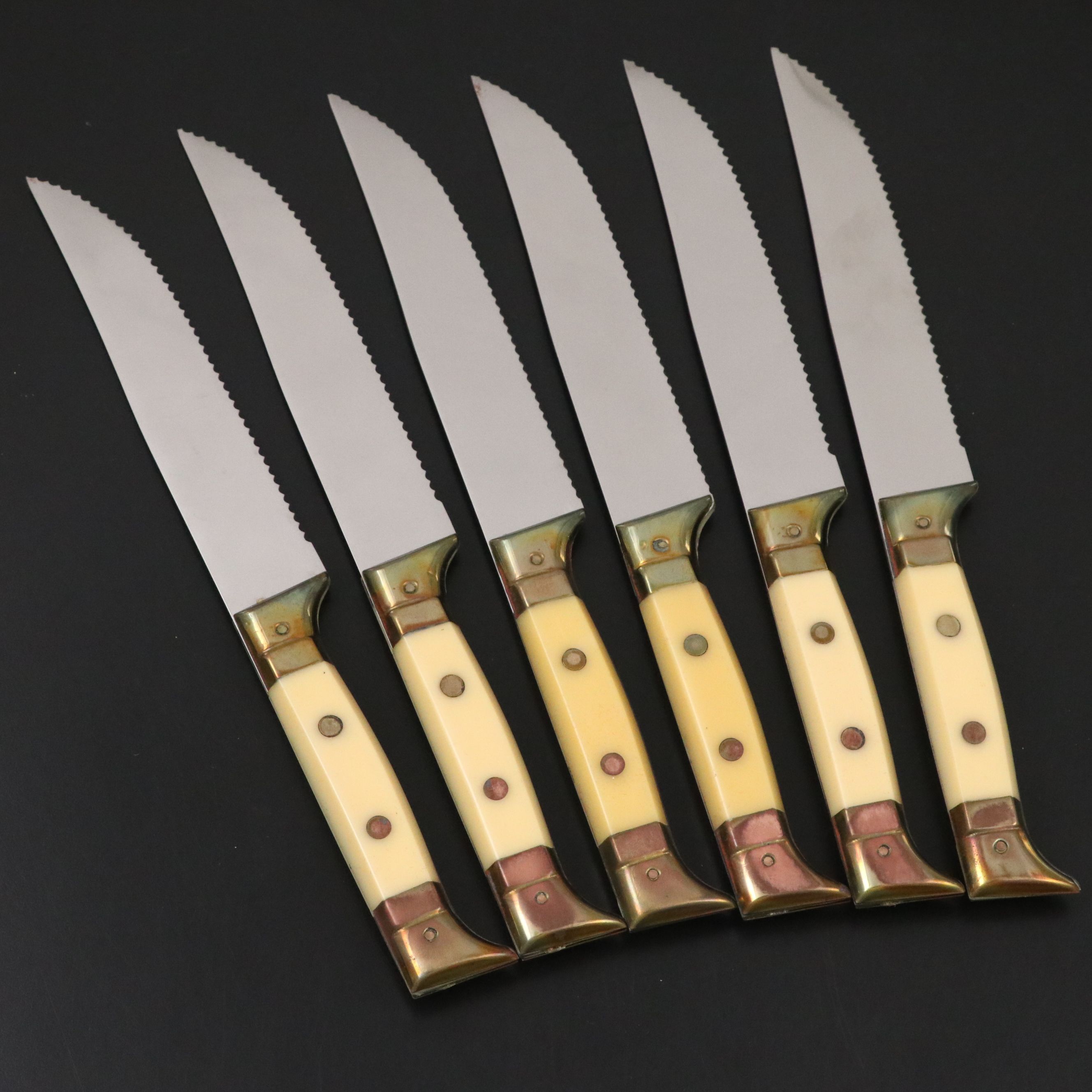 Neiman Marcus French Stainless Steel Steak Knives, Mid to Late 20th Century