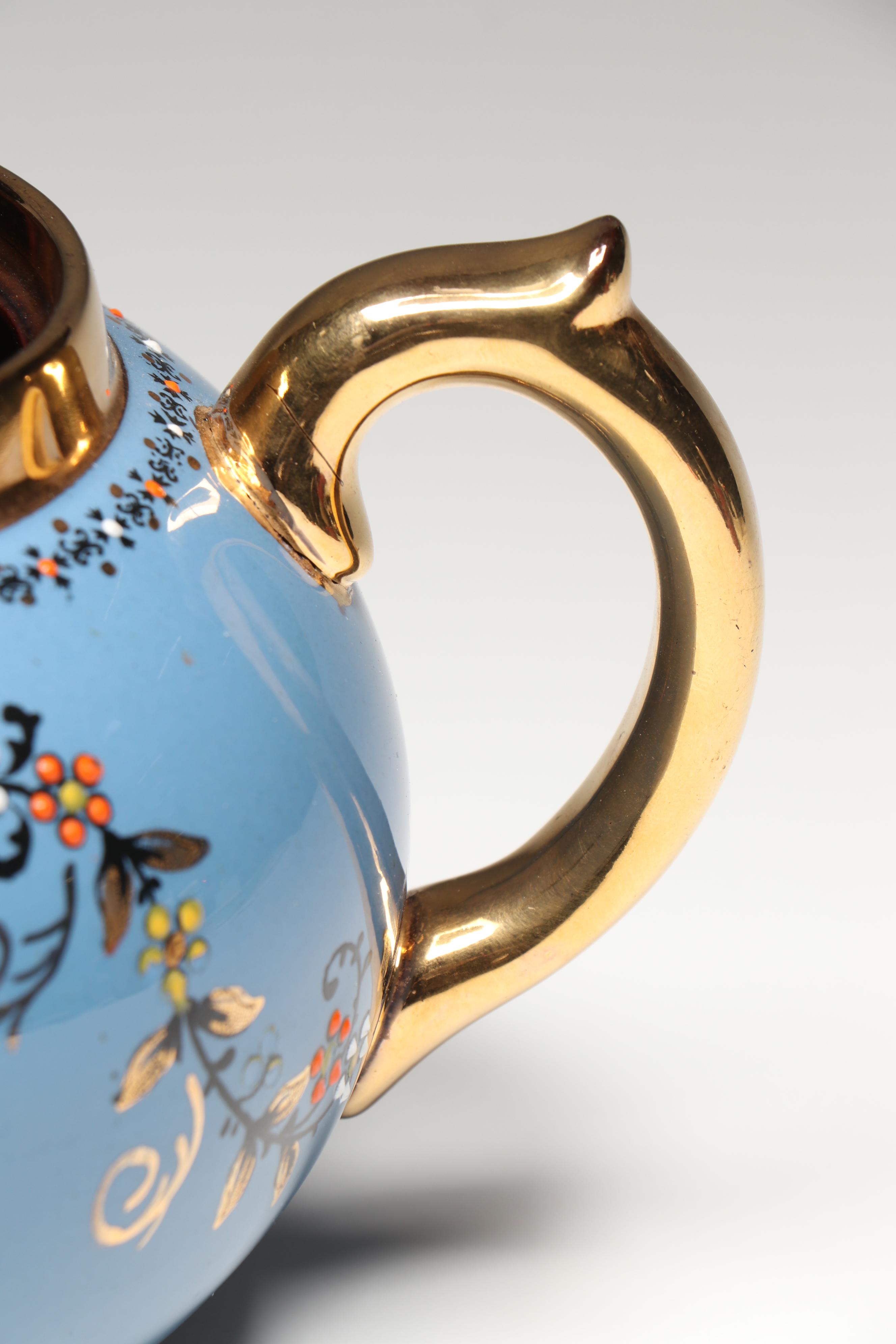 Gibsons English Earthenware Gilt Enamel Painted Teapot, Early to Mid-20th C.