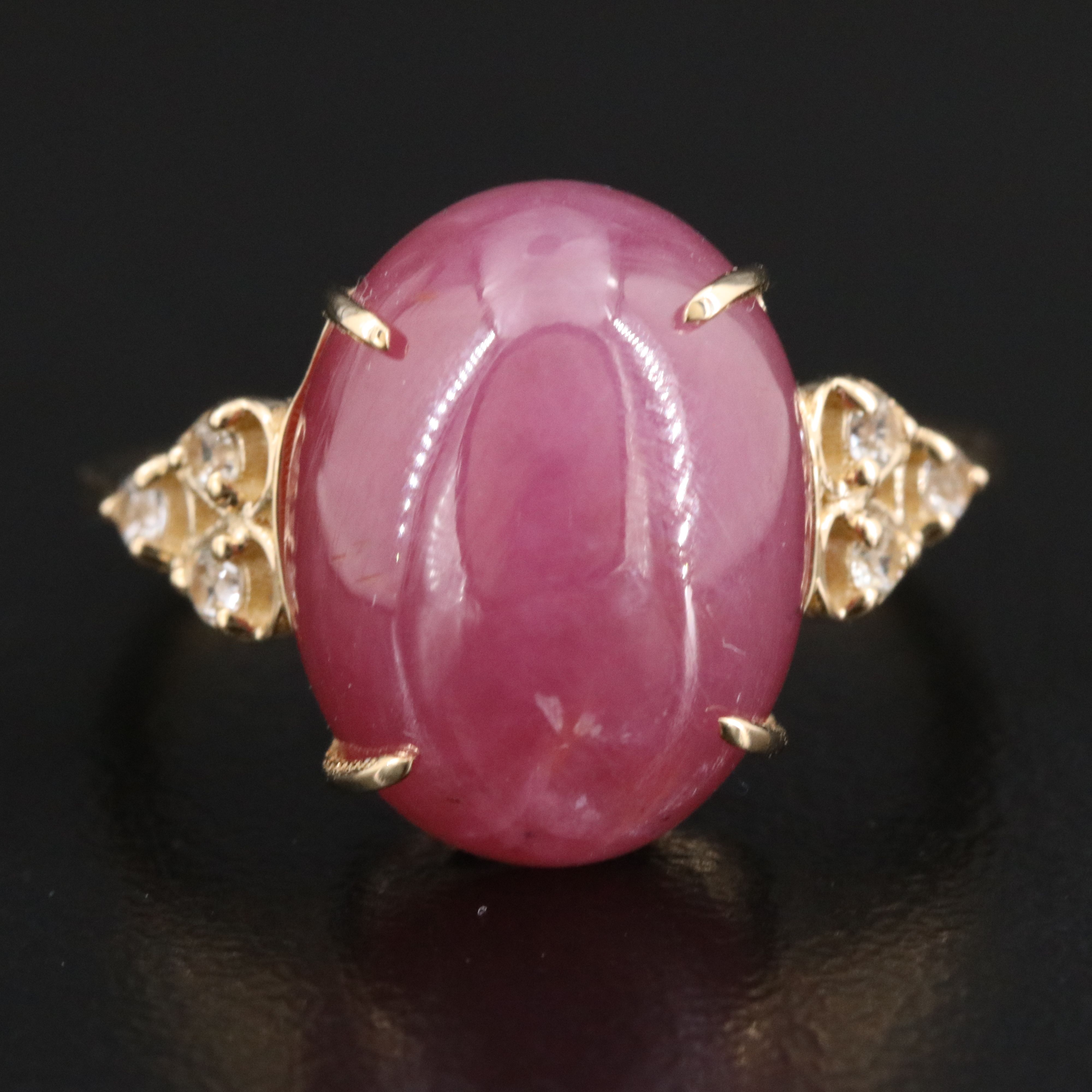 14K Filled Corundum and White Sapphire Ring