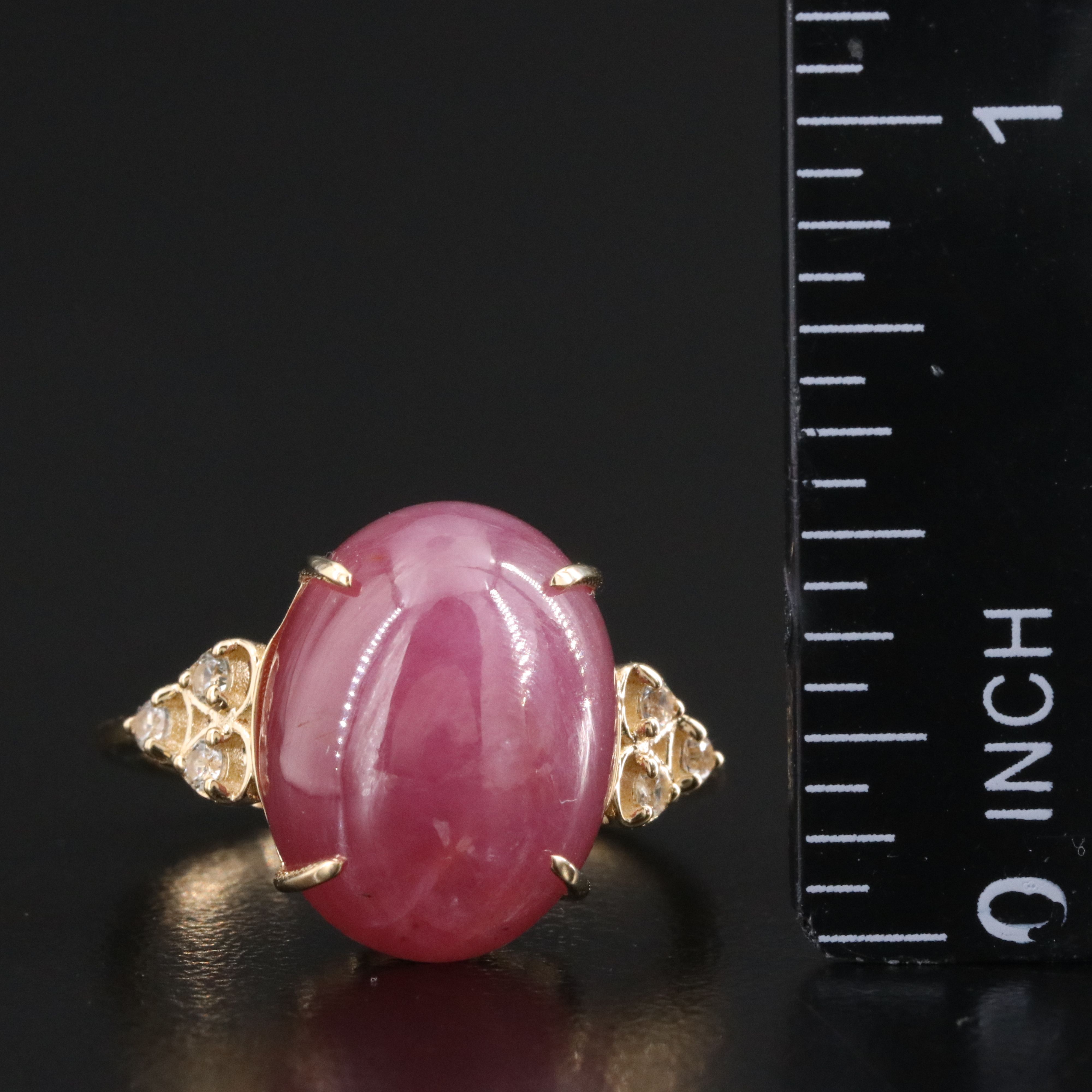 14K Filled Corundum and White Sapphire Ring