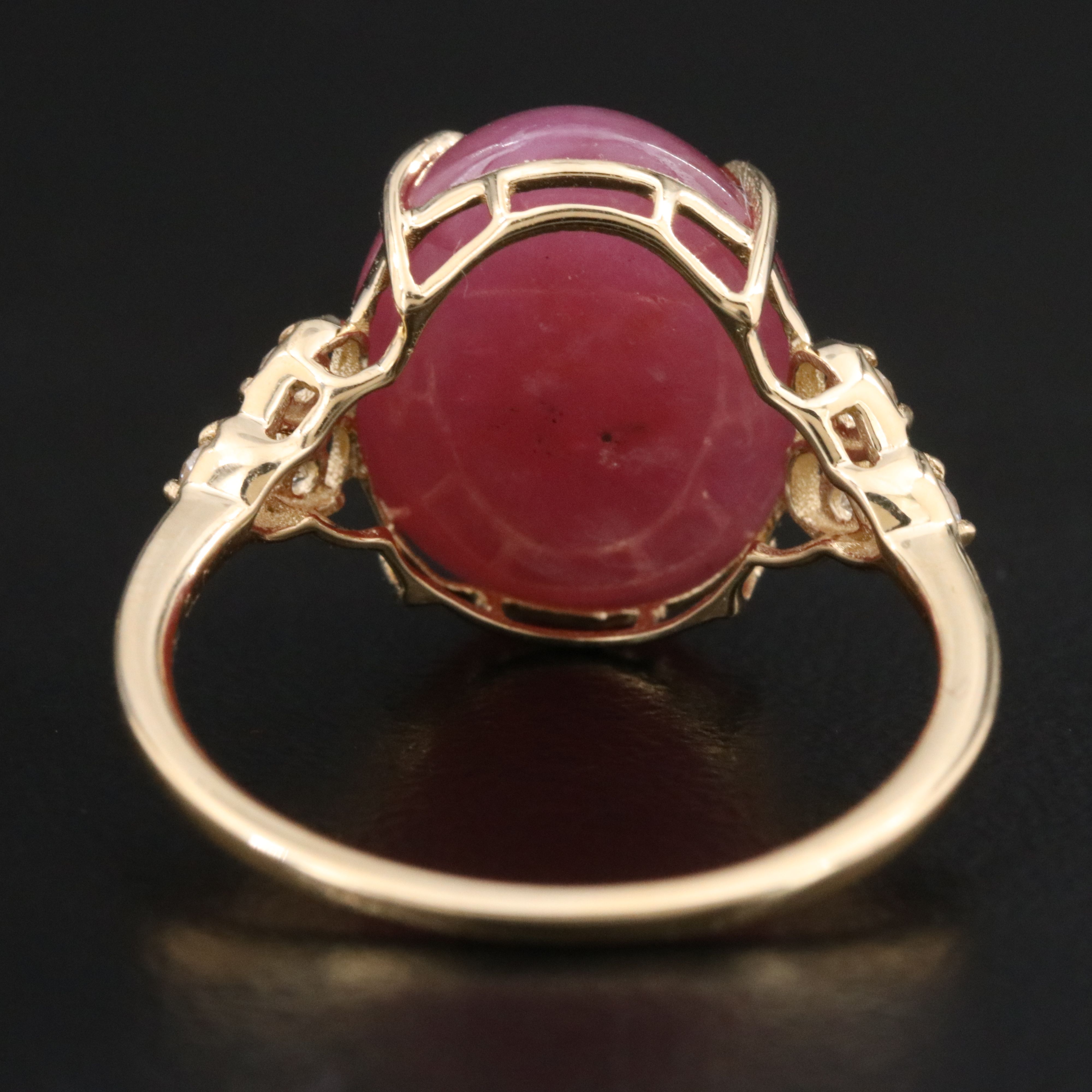 14K Filled Corundum and White Sapphire Ring