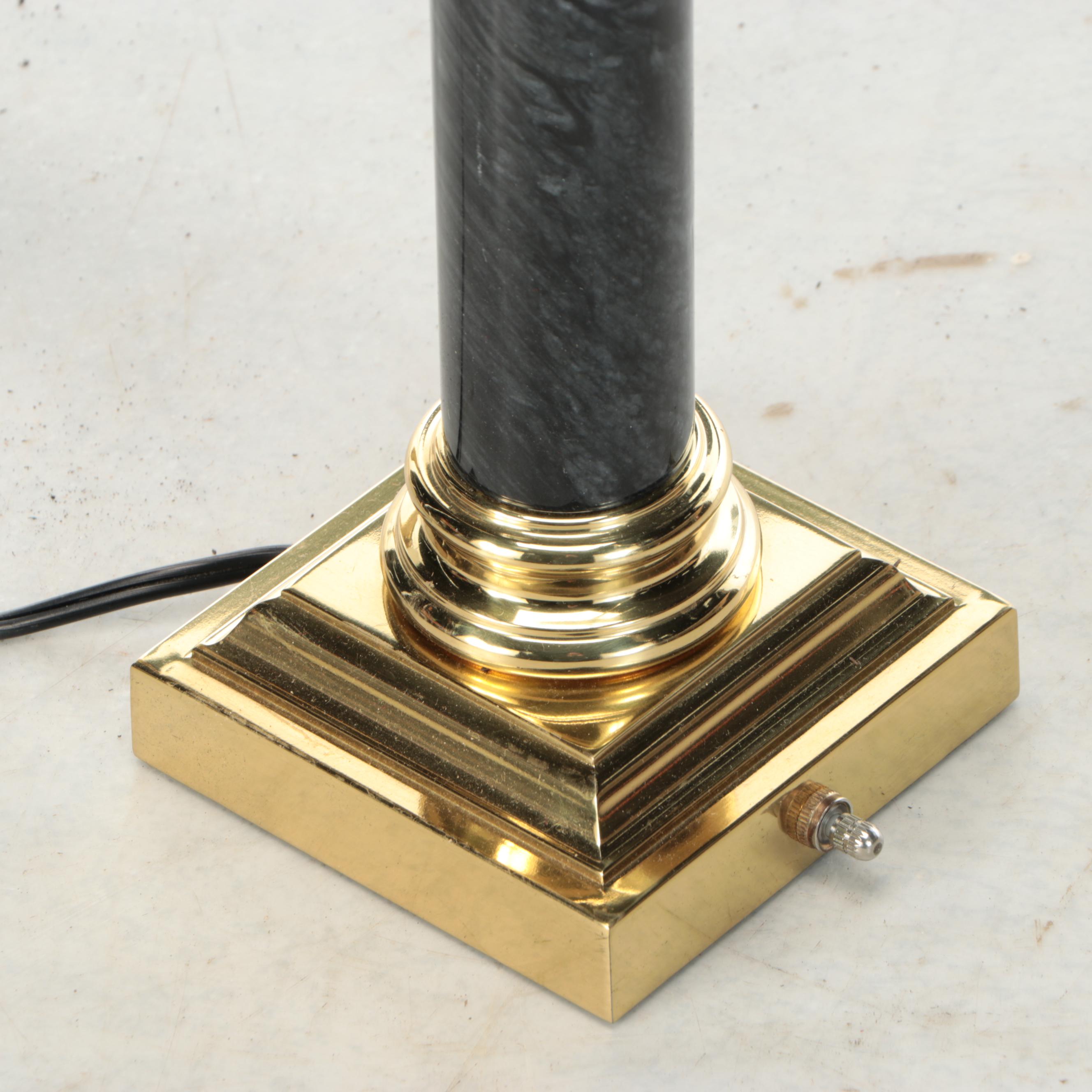 Lacquered Brass and Marble Cantilever Desk Lamp, Late 20th C.