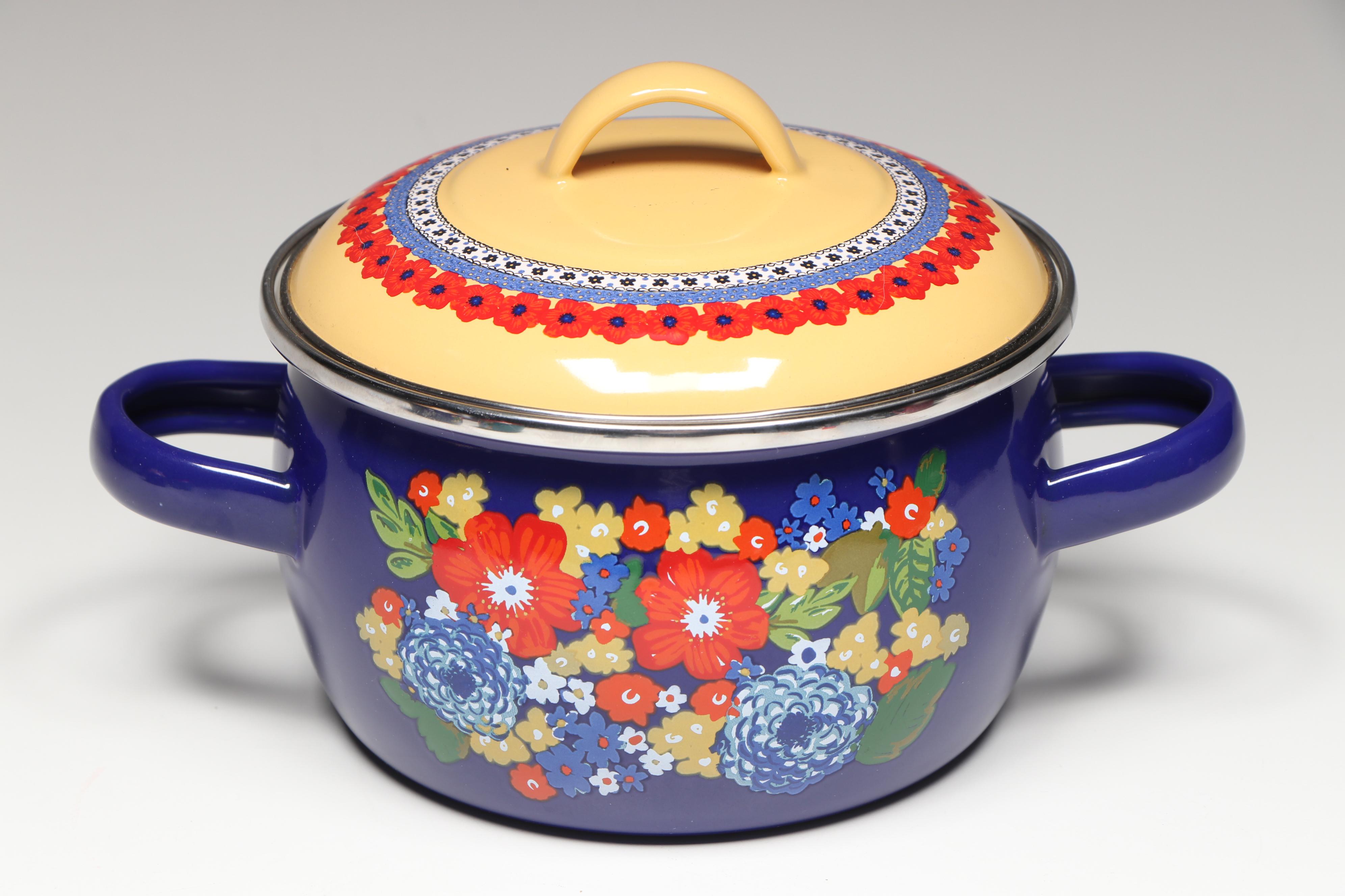 The Pioneer Woman "Dazzling Dahlias" Enameled Steel Mini Dutch Ovens