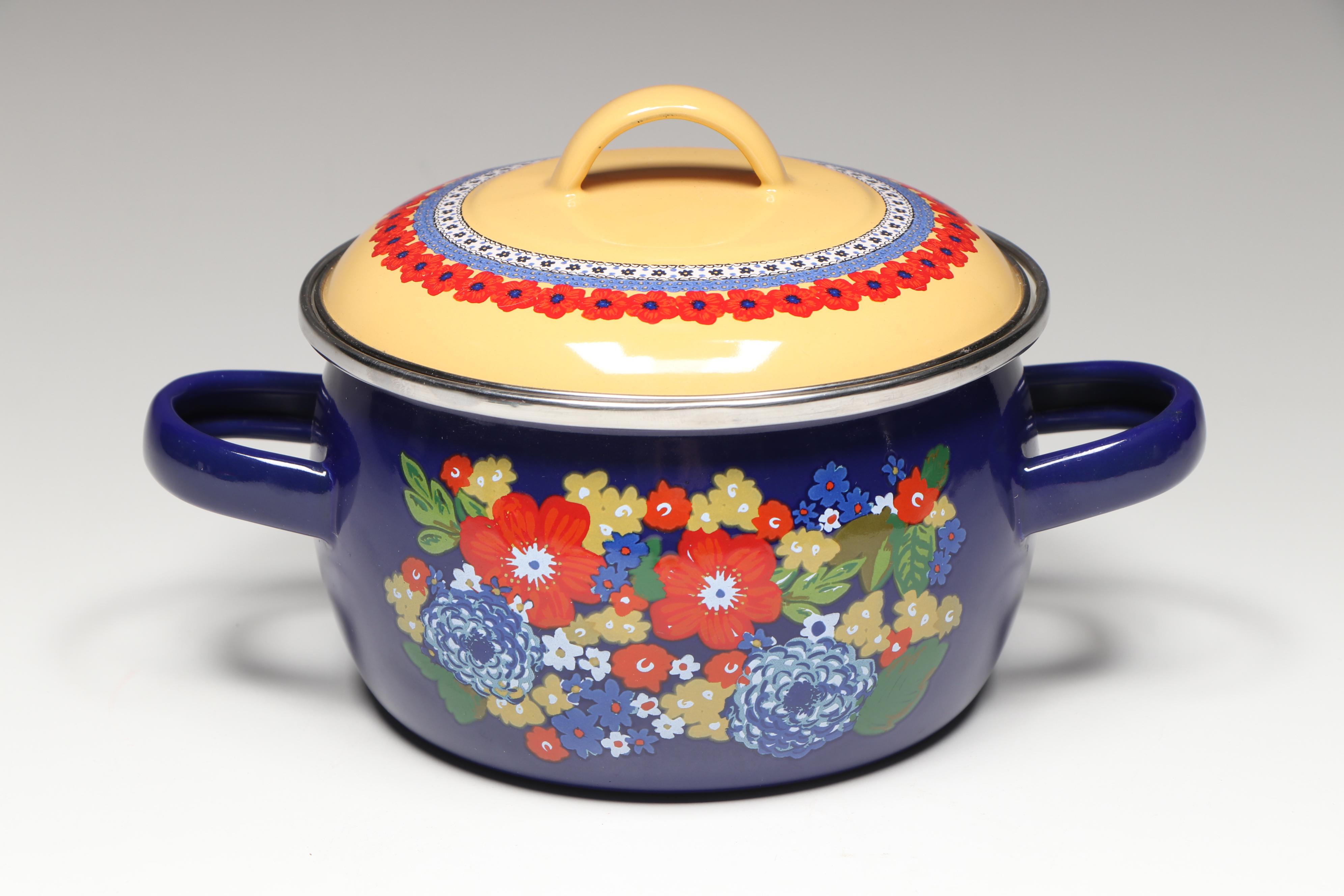 The Pioneer Woman "Dazzling Dahlias" Enameled Steel Mini Dutch Ovens