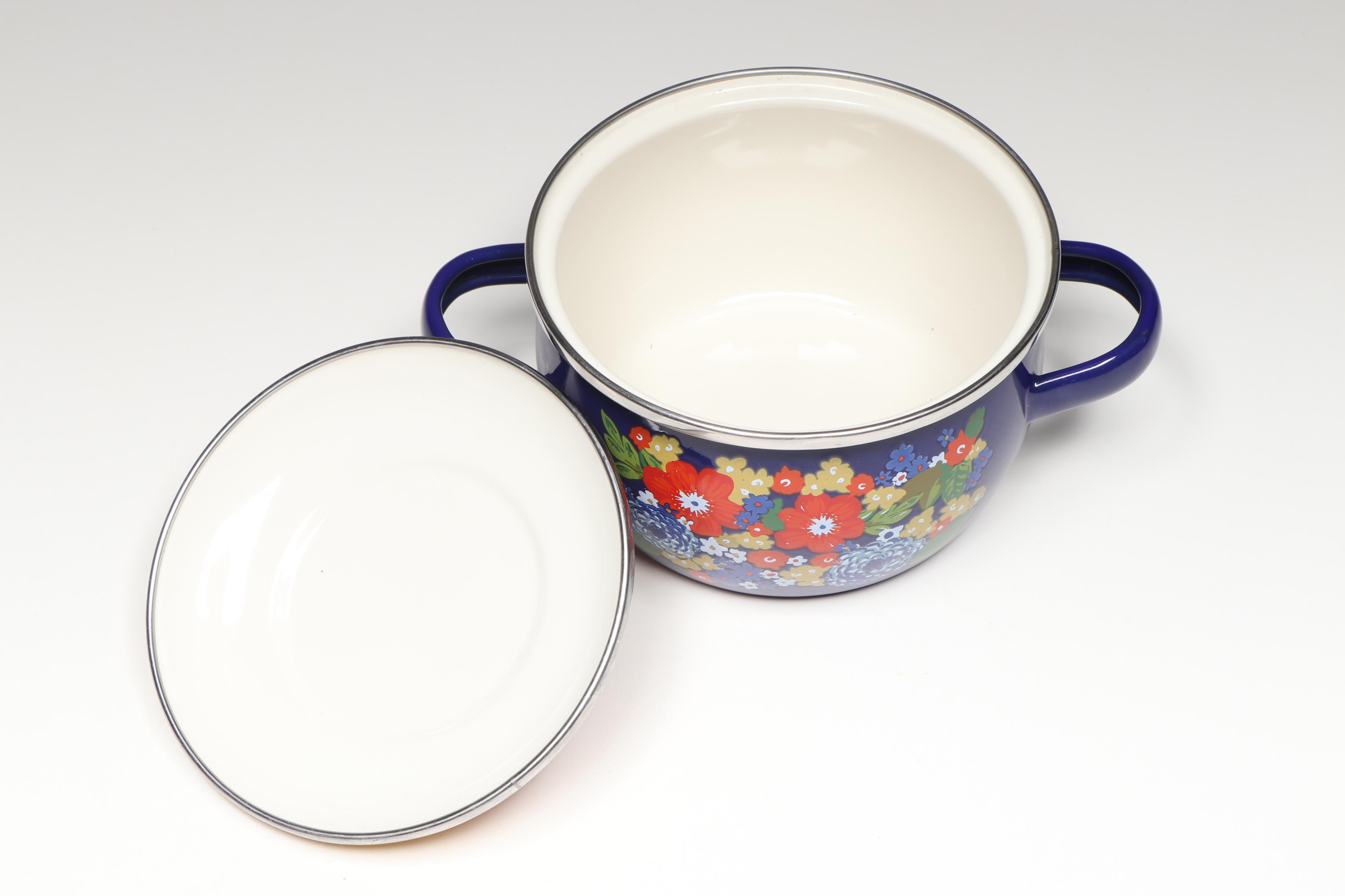 The Pioneer Woman "Dazzling Dahlias" Enameled Steel Mini Dutch Ovens