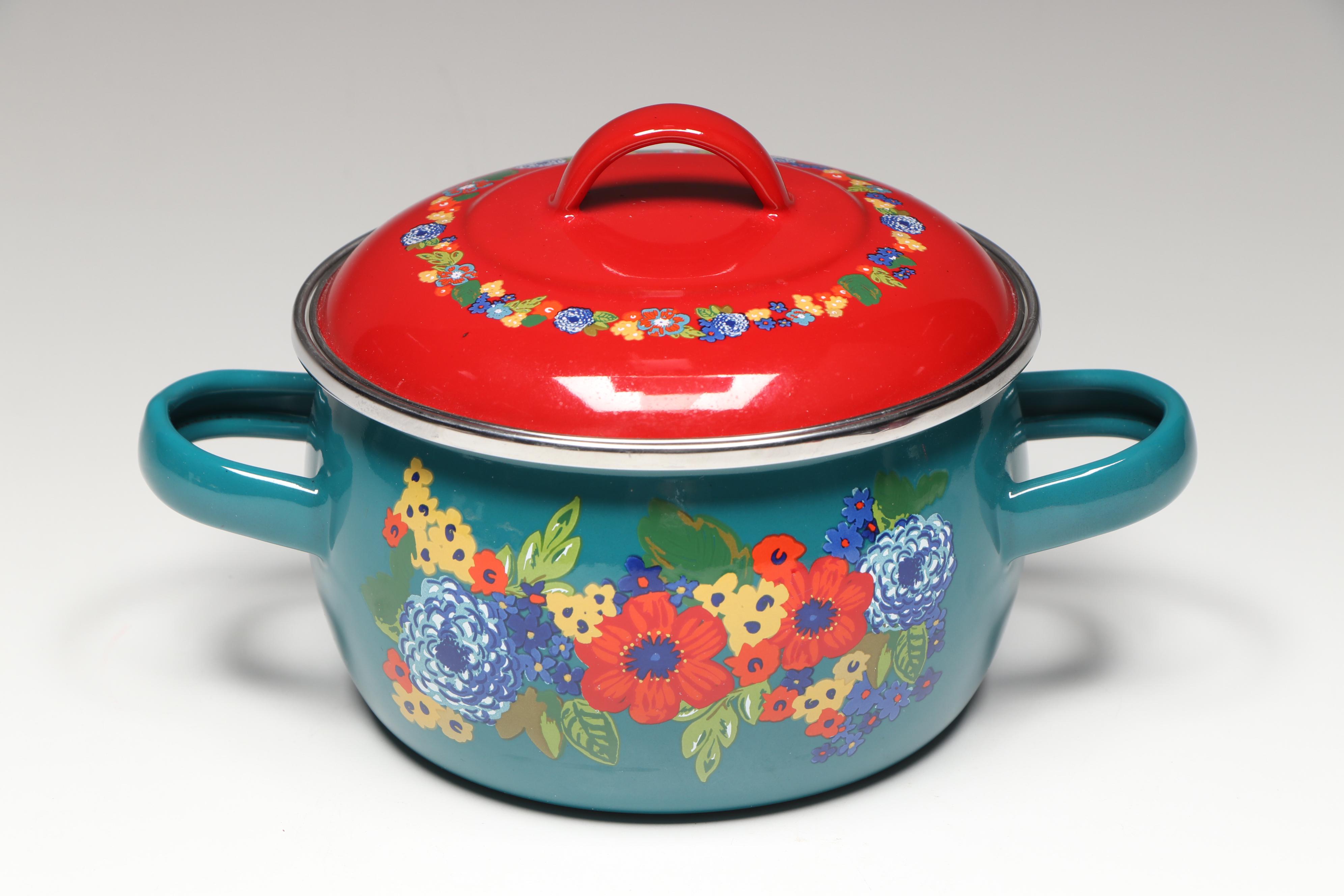 The Pioneer Woman "Dazzling Dahlias" Enameled Steel Mini Dutch Ovens