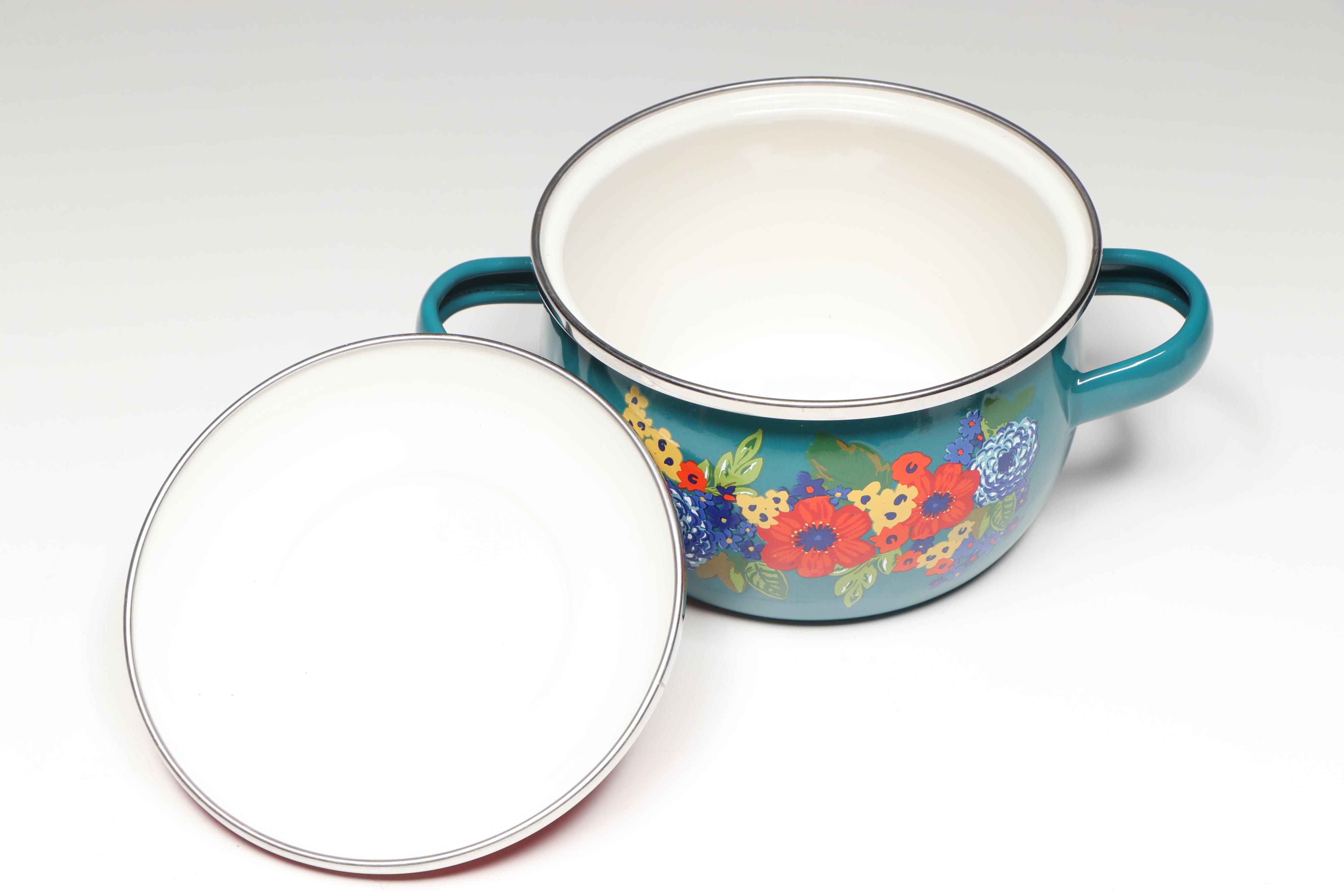The Pioneer Woman "Dazzling Dahlias" Enameled Steel Mini Dutch Ovens
