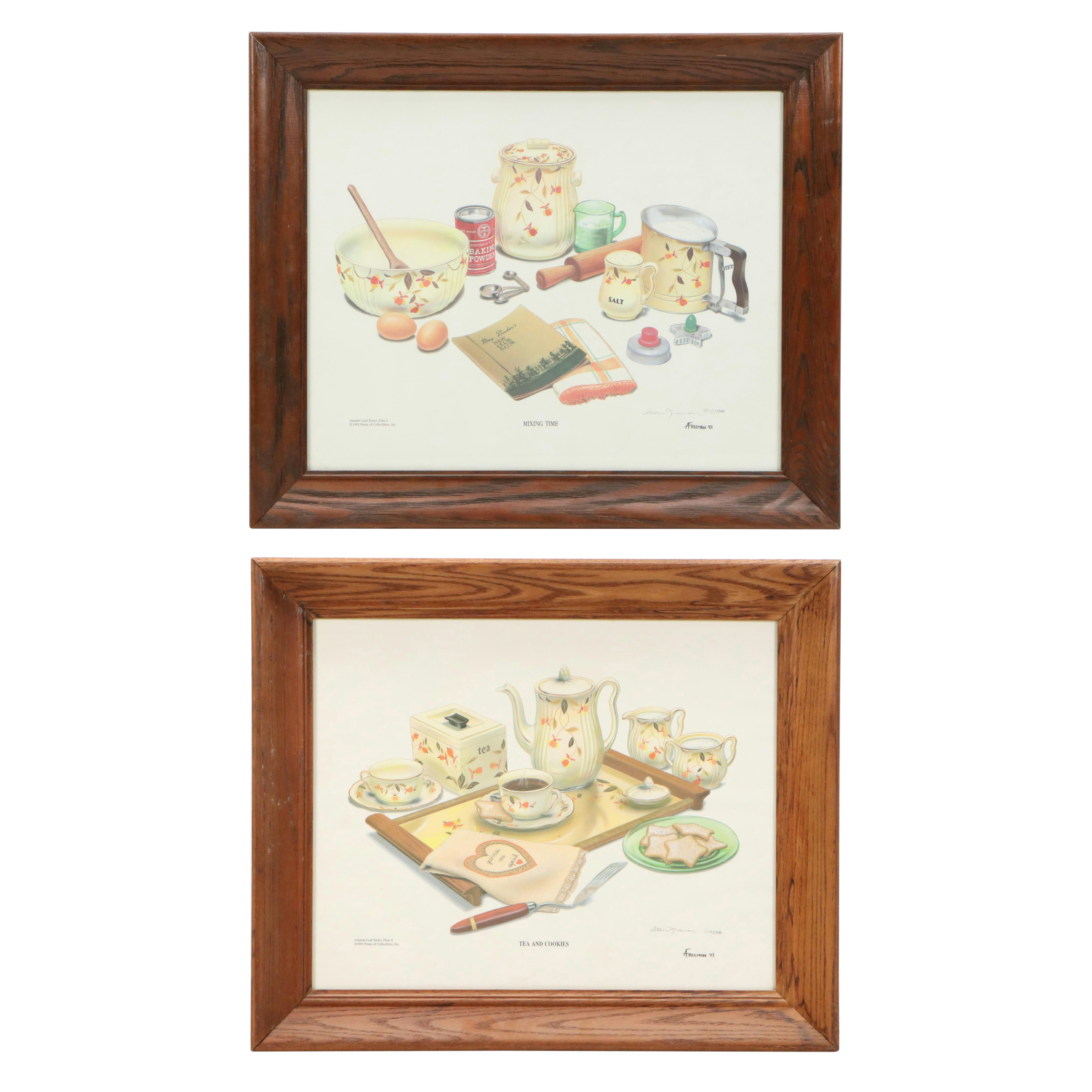 Allen Freeman Offset Lithographs "Mixing Time" and "Tea and Cookies"