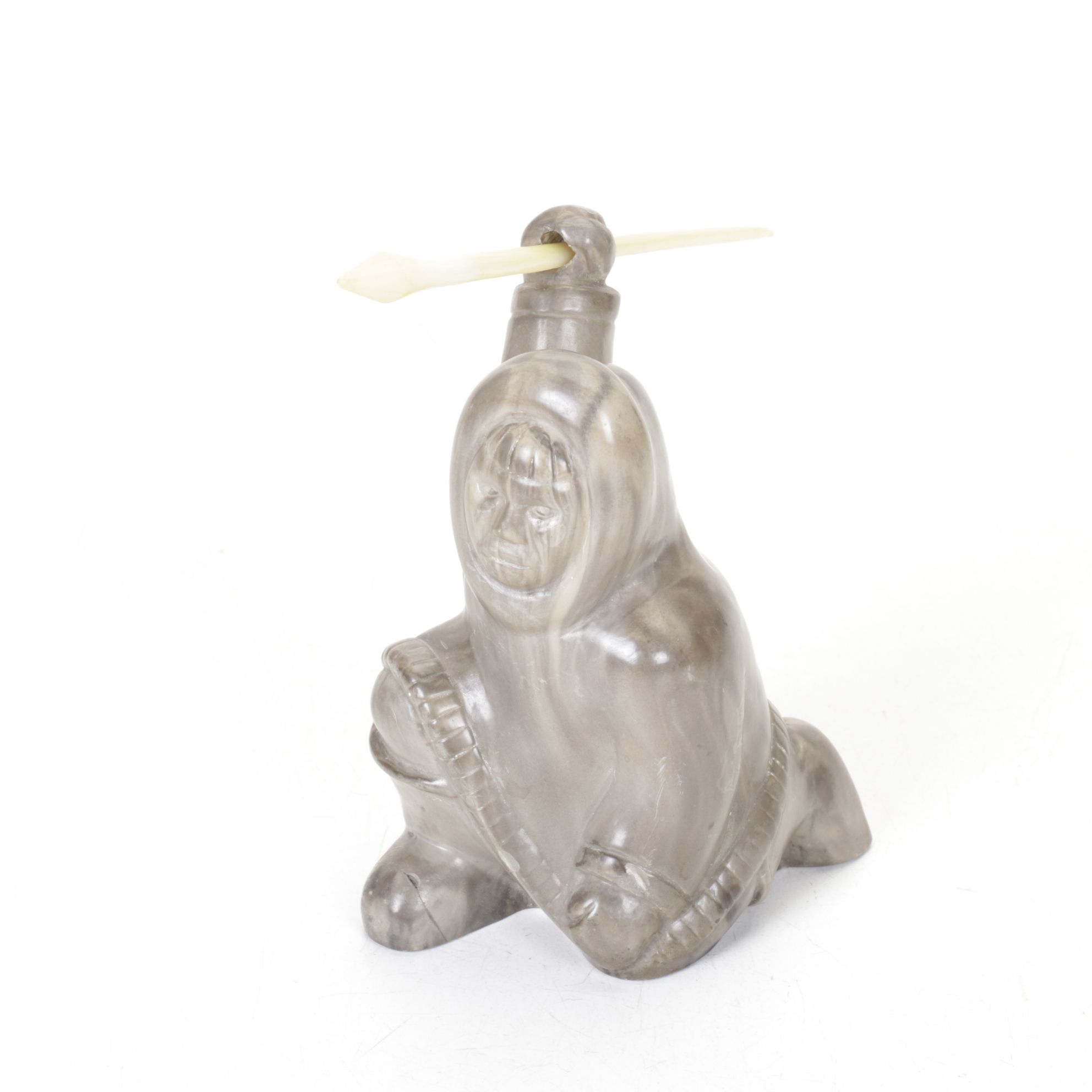 Canadian Carved Soapstone Inuit Figure with Elephants, Seal and Bull