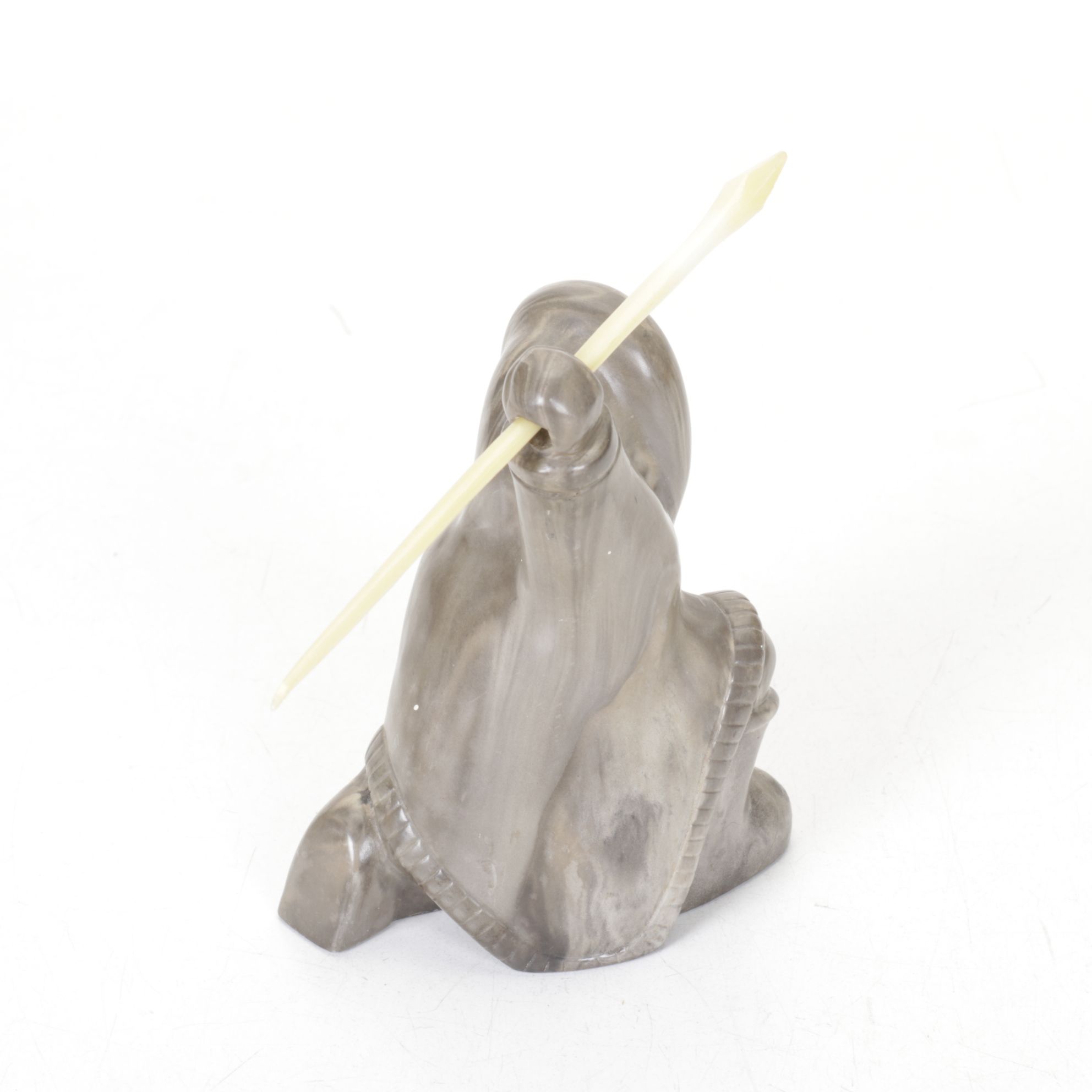 Canadian Carved Soapstone Inuit Figure with Elephants, Seal and Bull