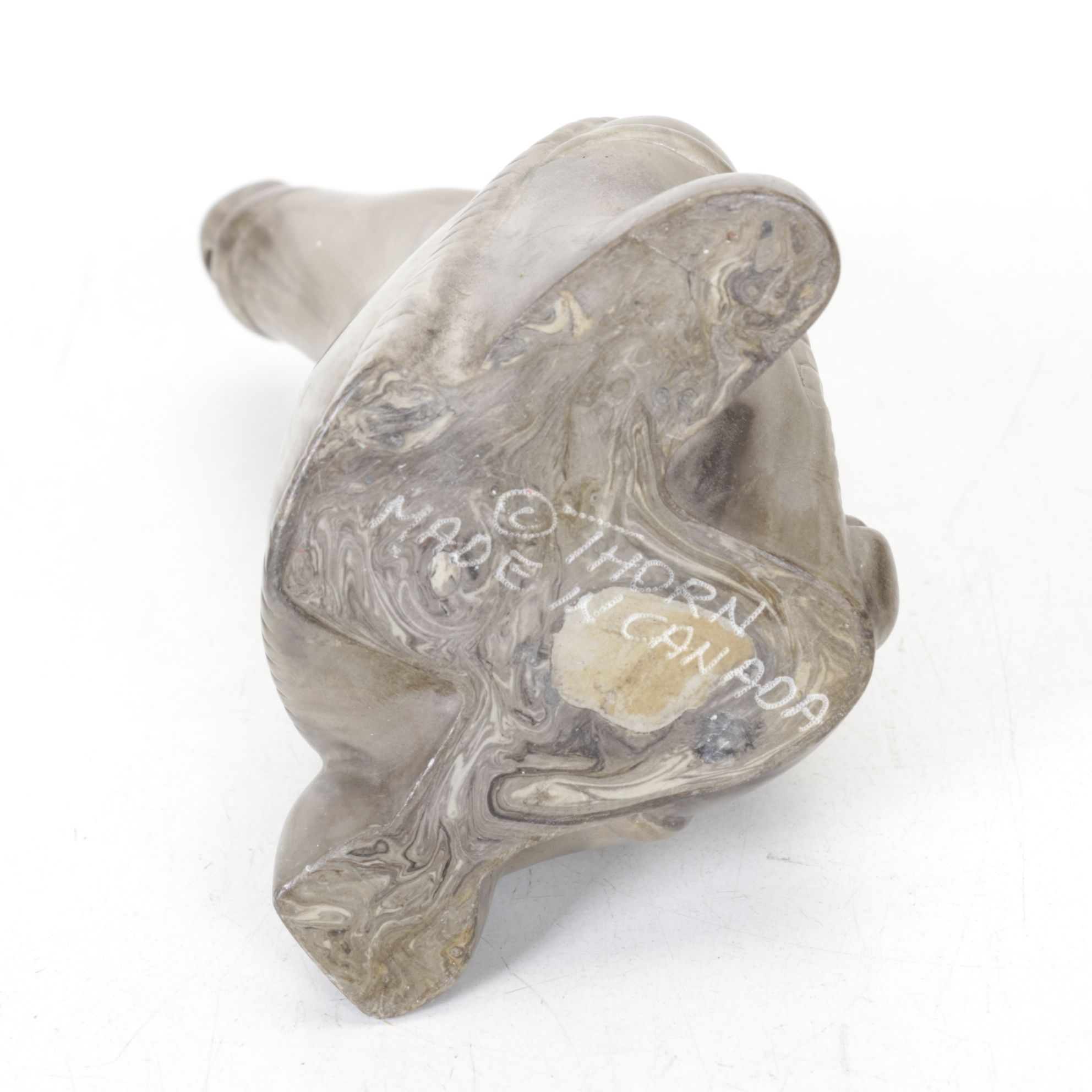 Canadian Carved Soapstone Inuit Figure with Elephants, Seal and Bull
