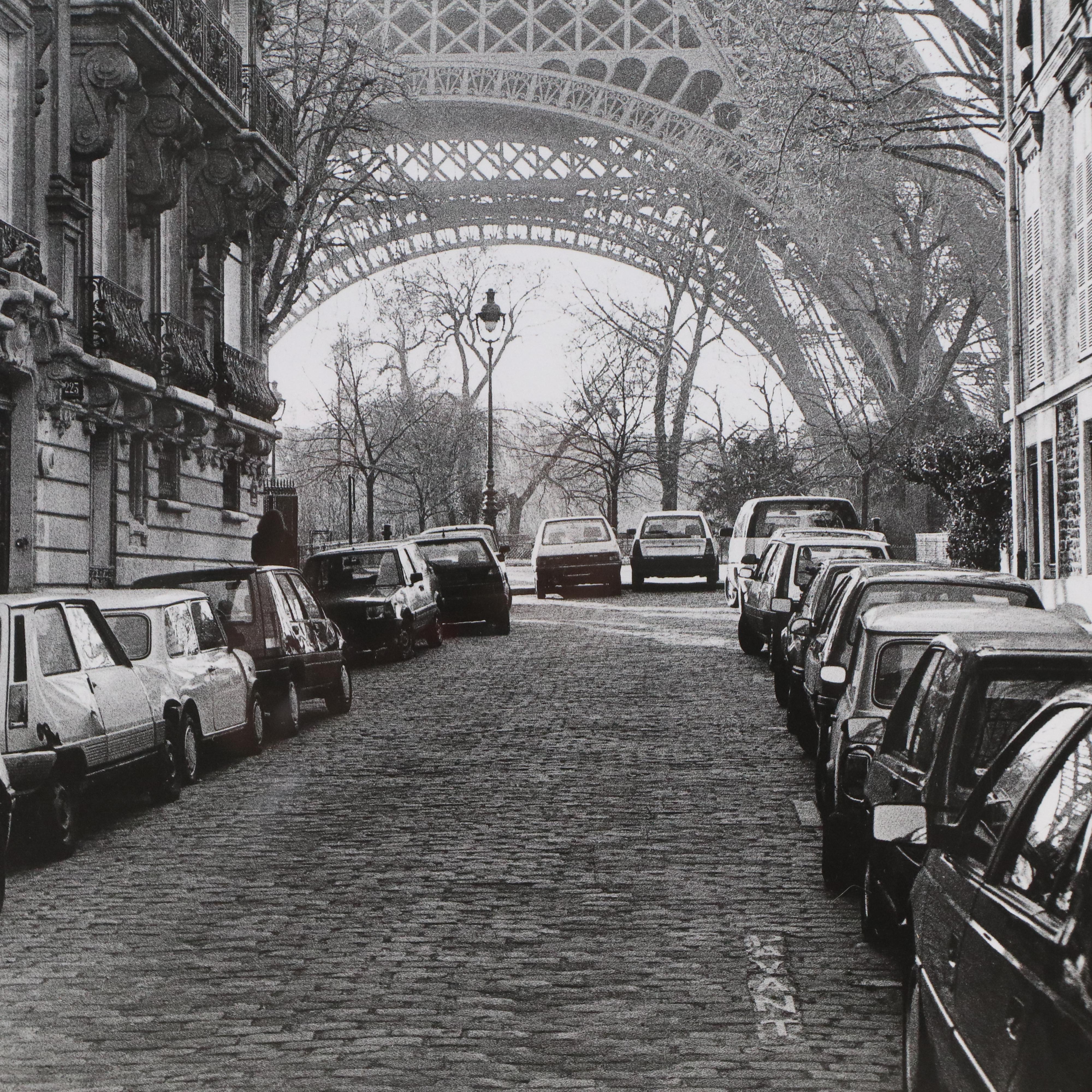 After Clay Davidson Offset Lithograph of Eiffel Tower Street View, 21st C.