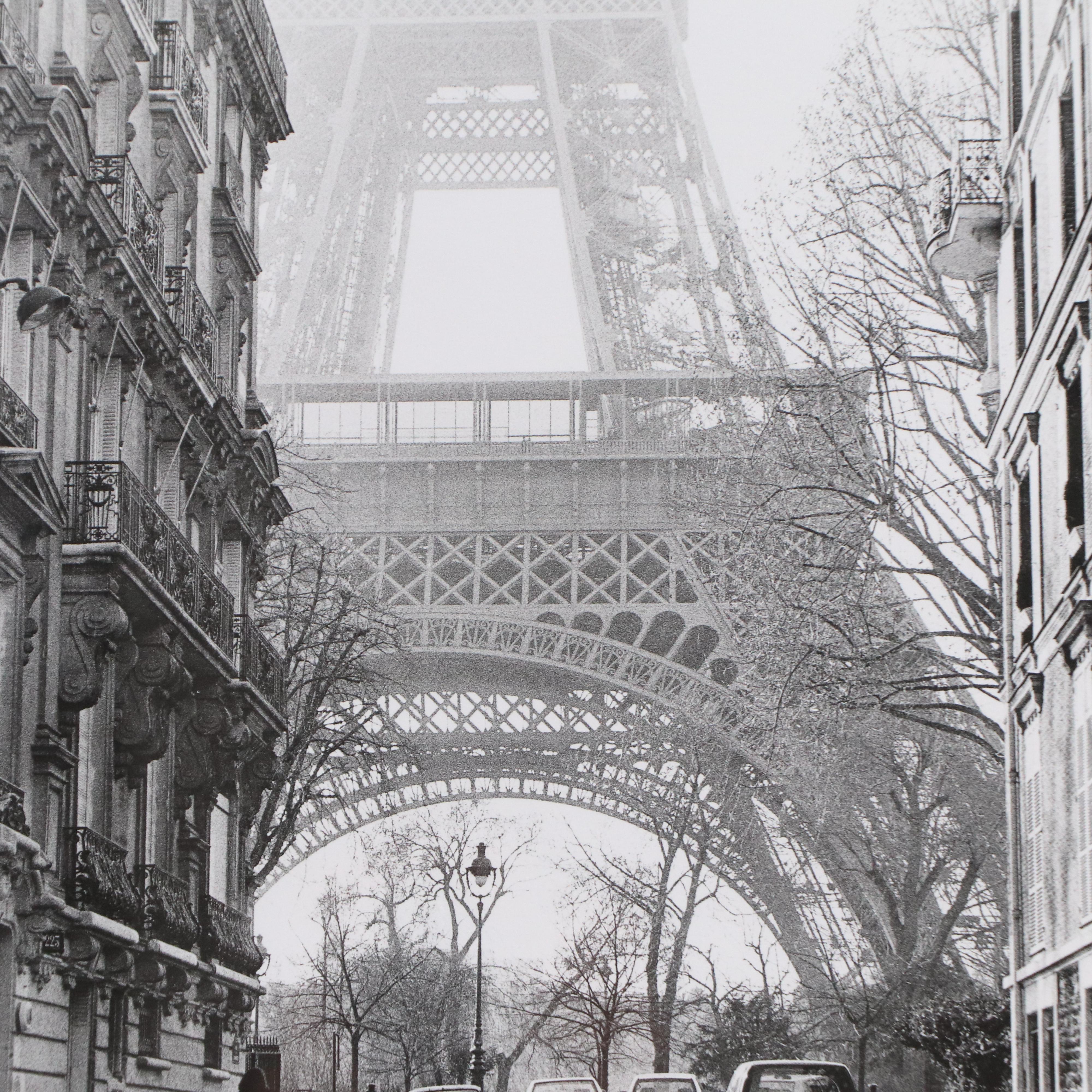 After Clay Davidson Offset Lithograph of Eiffel Tower Street View, 21st C.