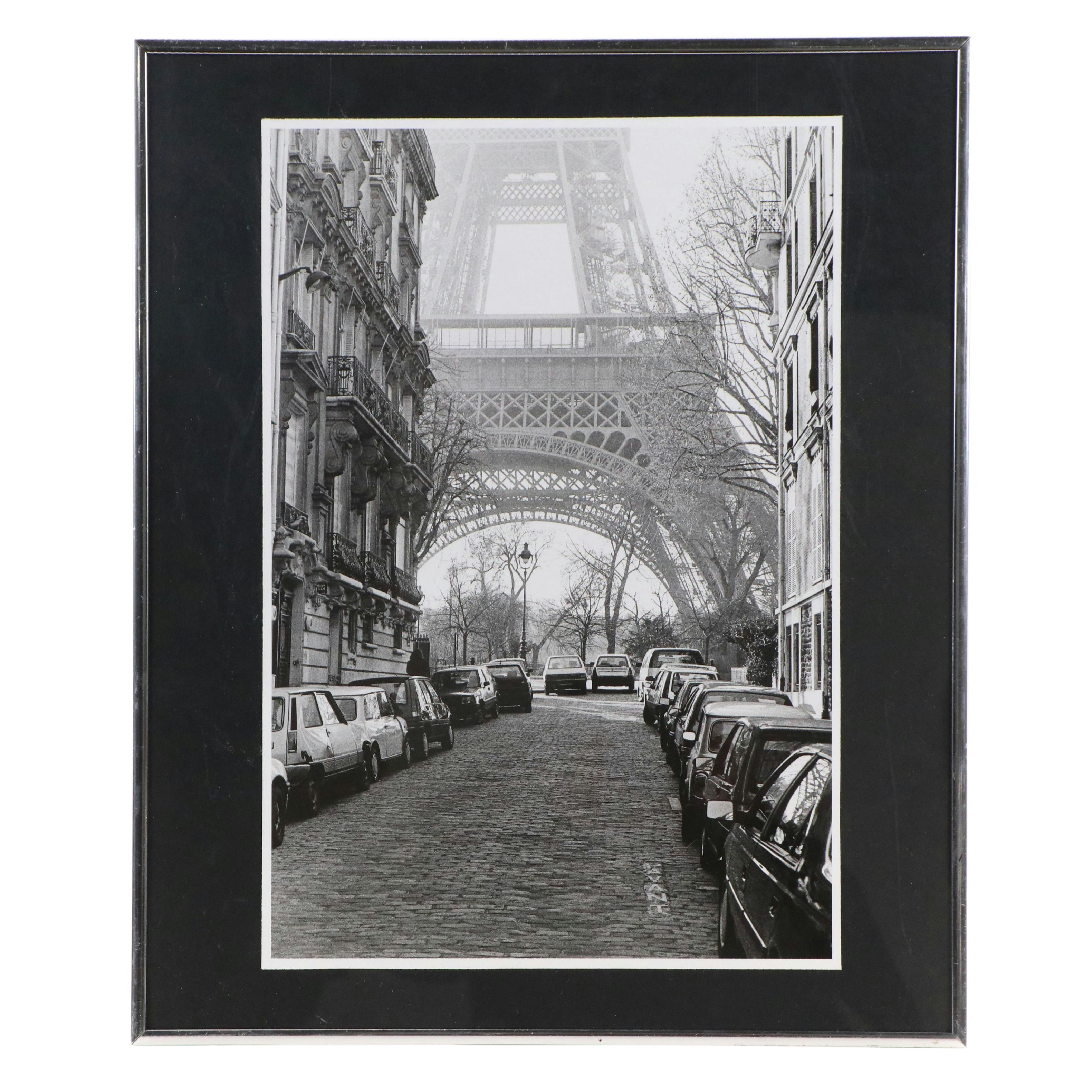 After Clay Davidson Offset Lithograph of Eiffel Tower Street View, 21st C.
