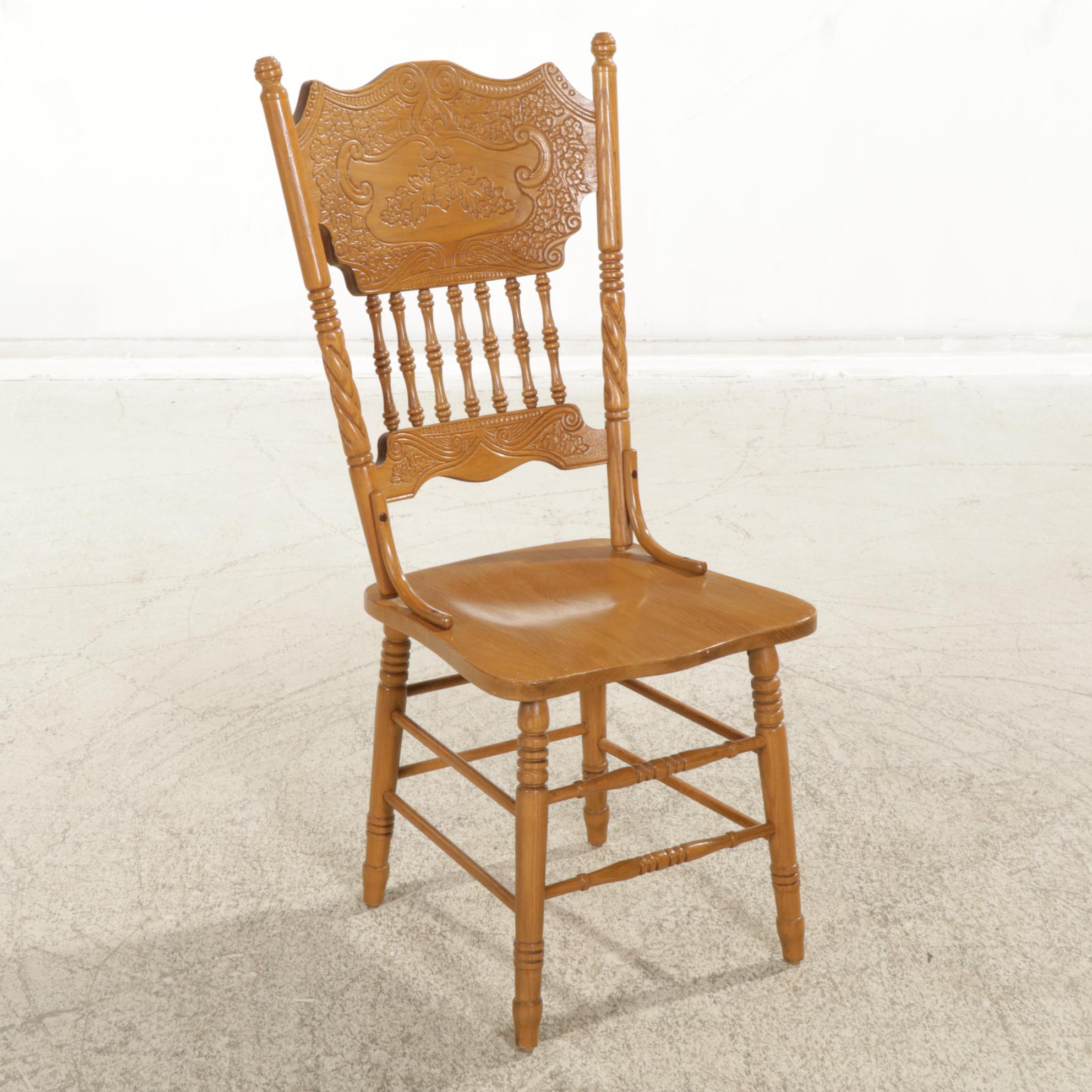 Oak Games Table with Four Press Back Chairs