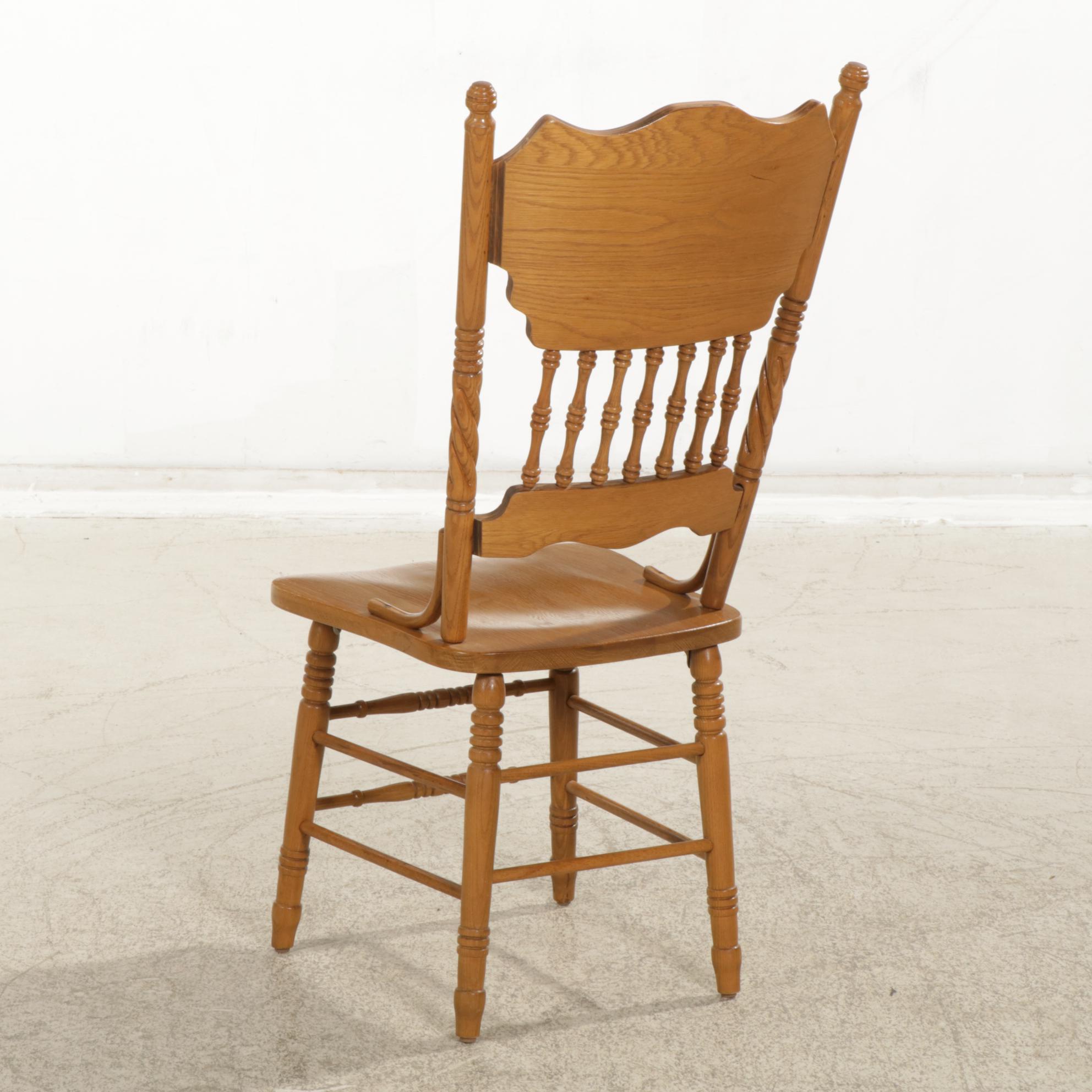 Oak Games Table with Four Press Back Chairs