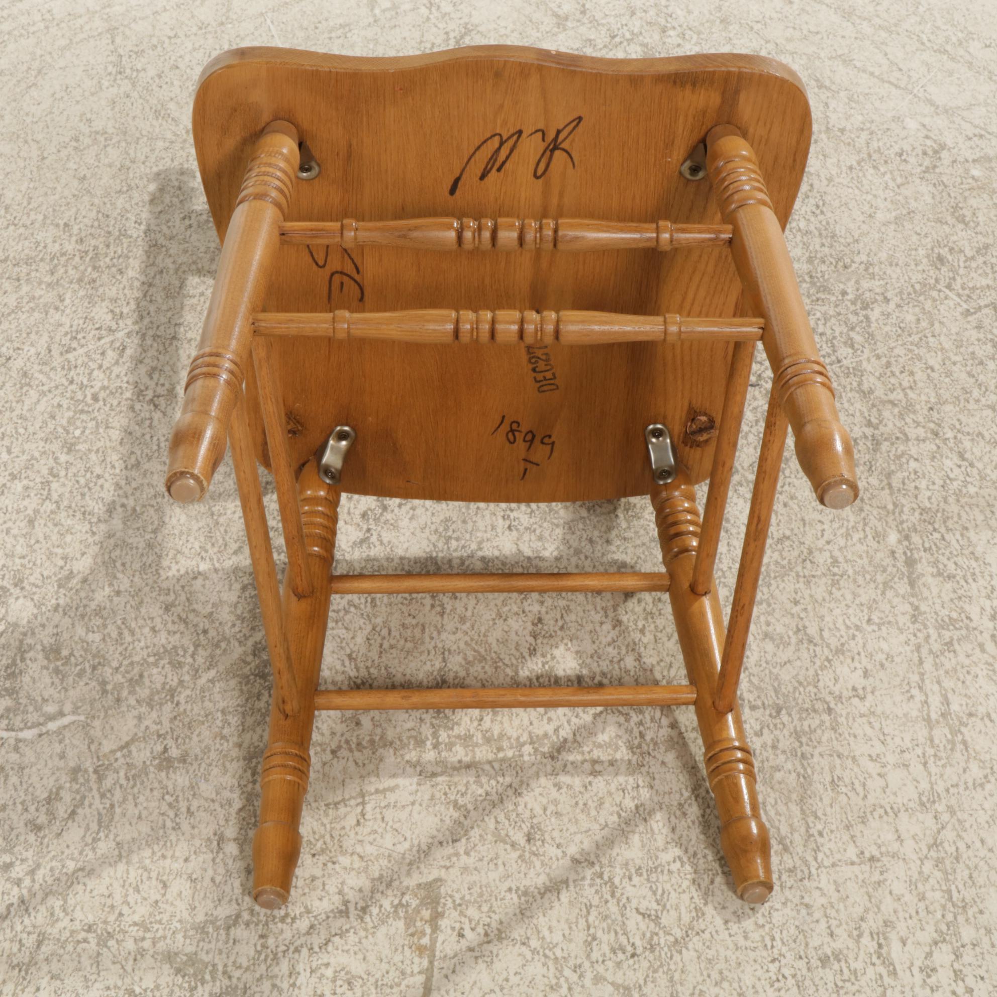 Oak Games Table with Four Press Back Chairs