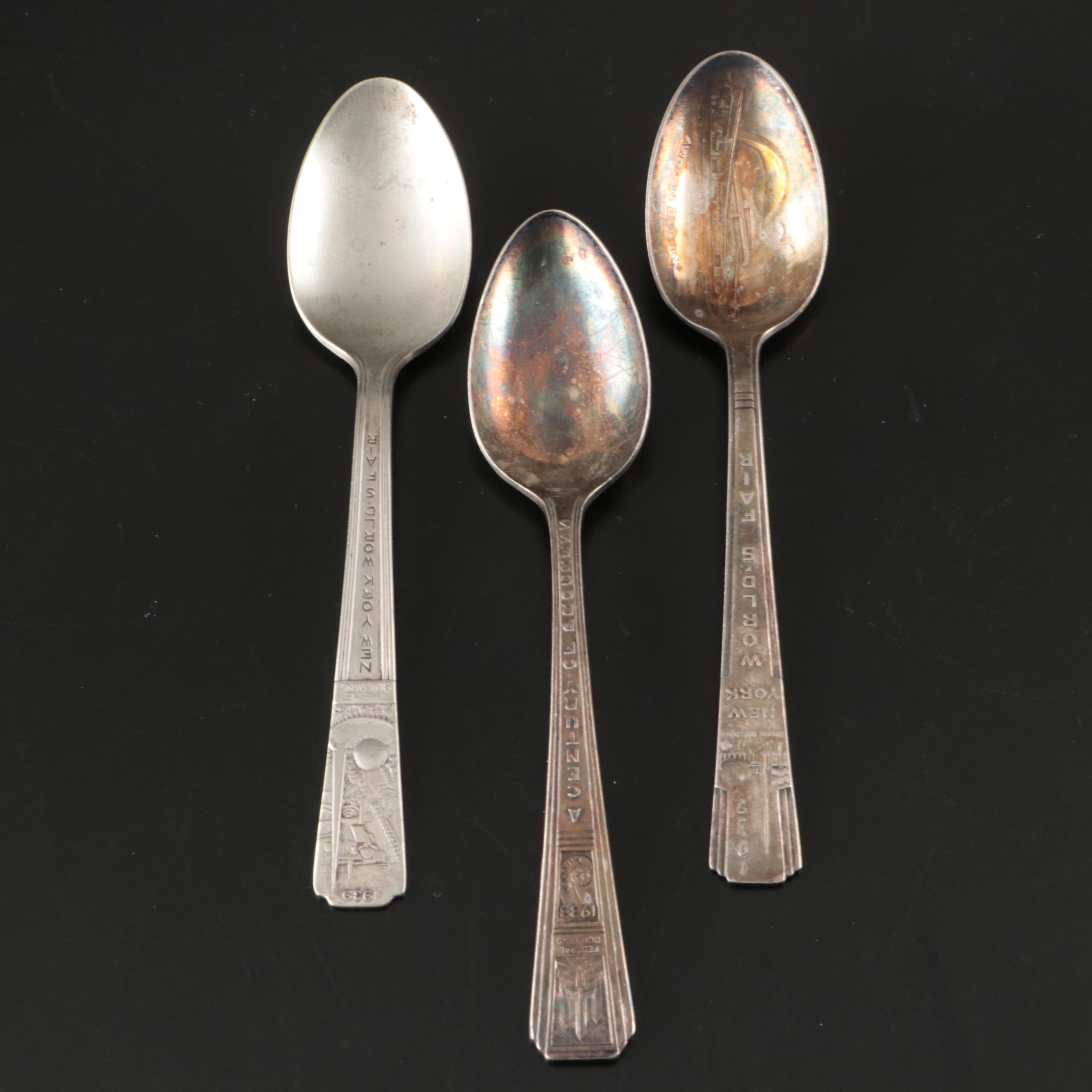 New York World's Fair 1939 with Other Silver Plate Souvenir Spoons