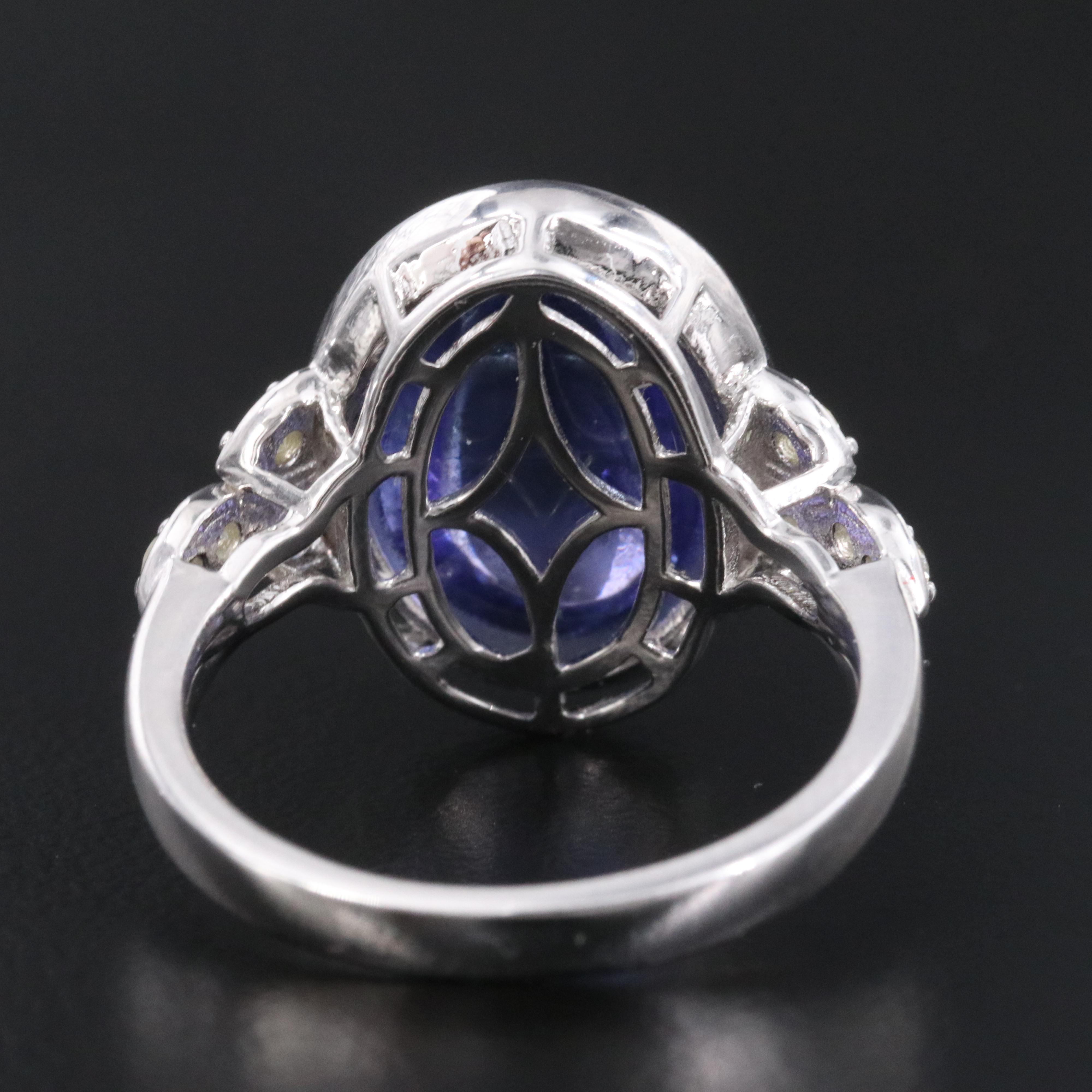 Oscar Friedman Sterling 11.29 CT Tanzanite and Diamond Ring