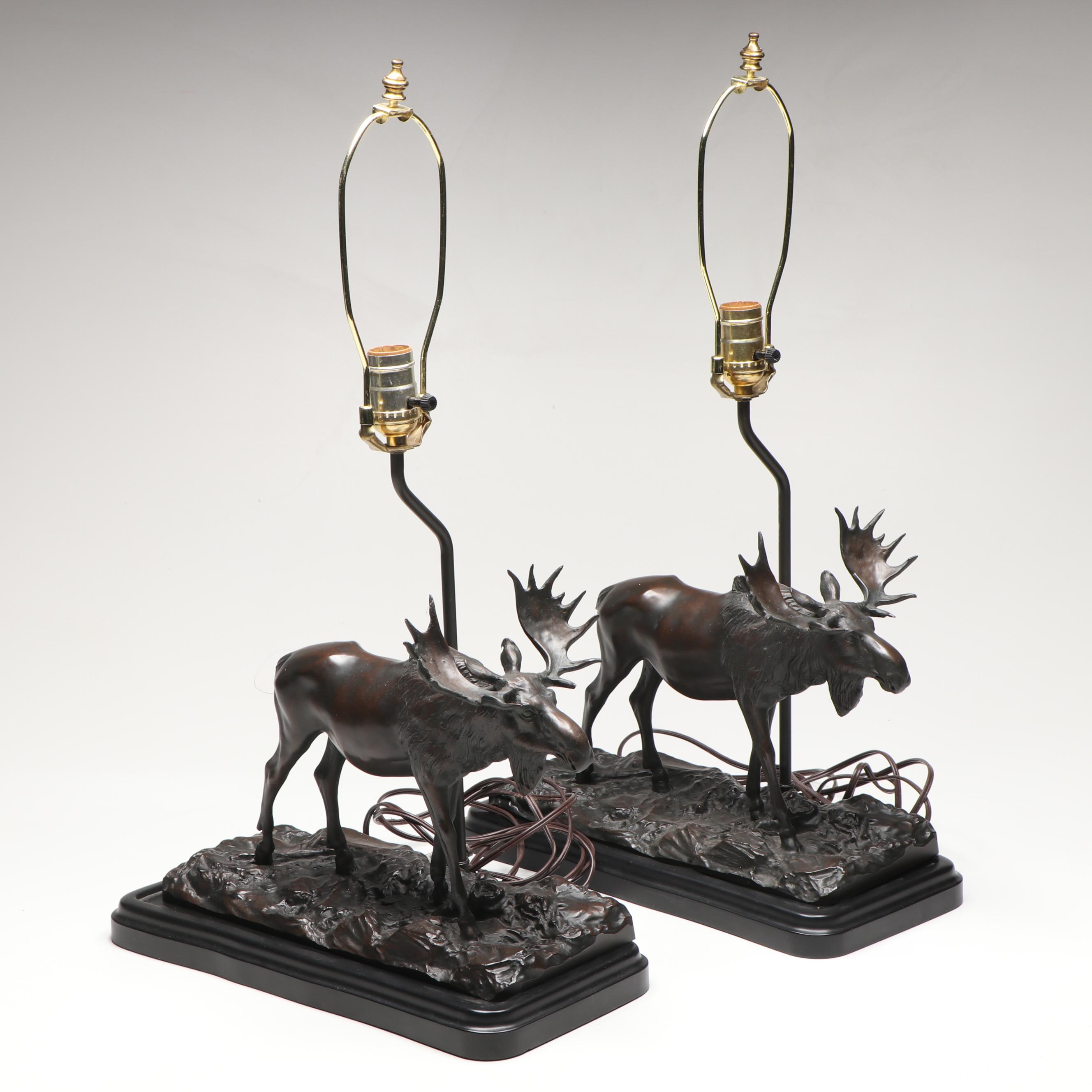 Pair of Bull Moose Rustic Table Lamps