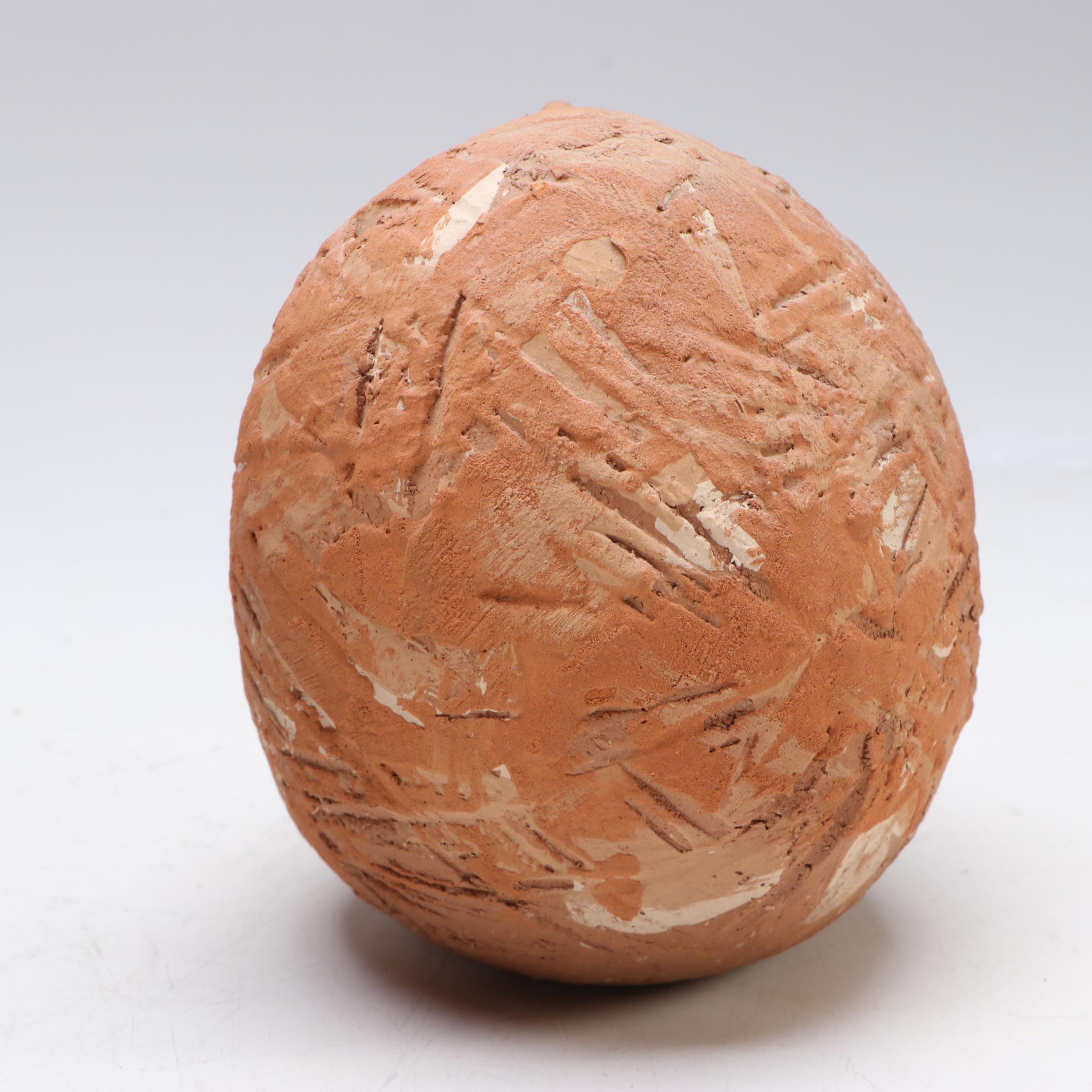 DeWitt Terracotta Face with Rustic Earthenware Pottery, Late 20th Century