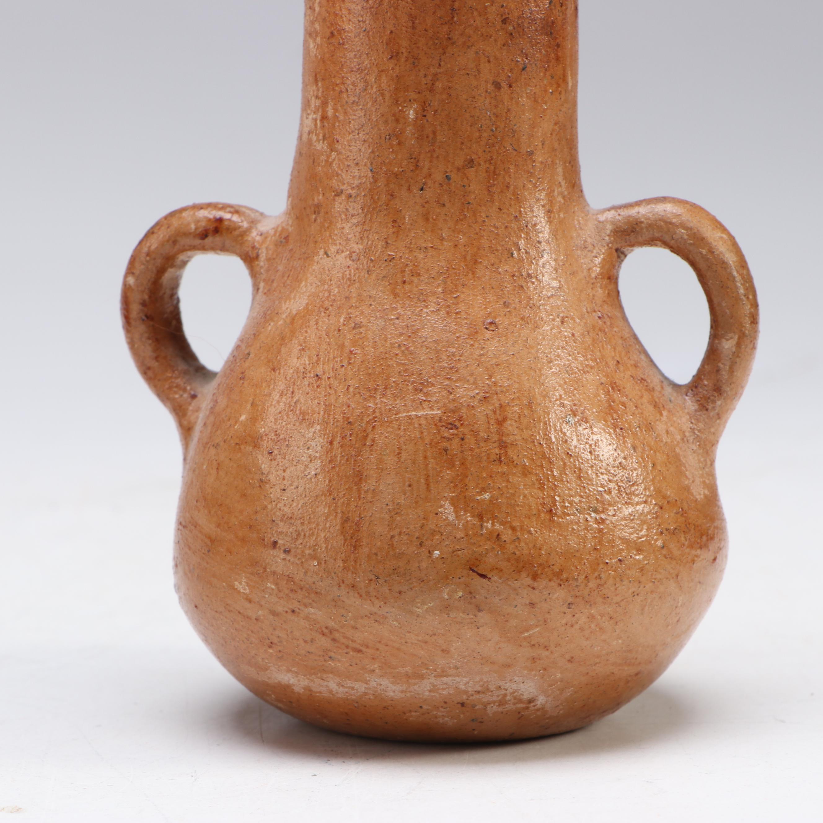 DeWitt Terracotta Face with Rustic Earthenware Pottery, Late 20th Century