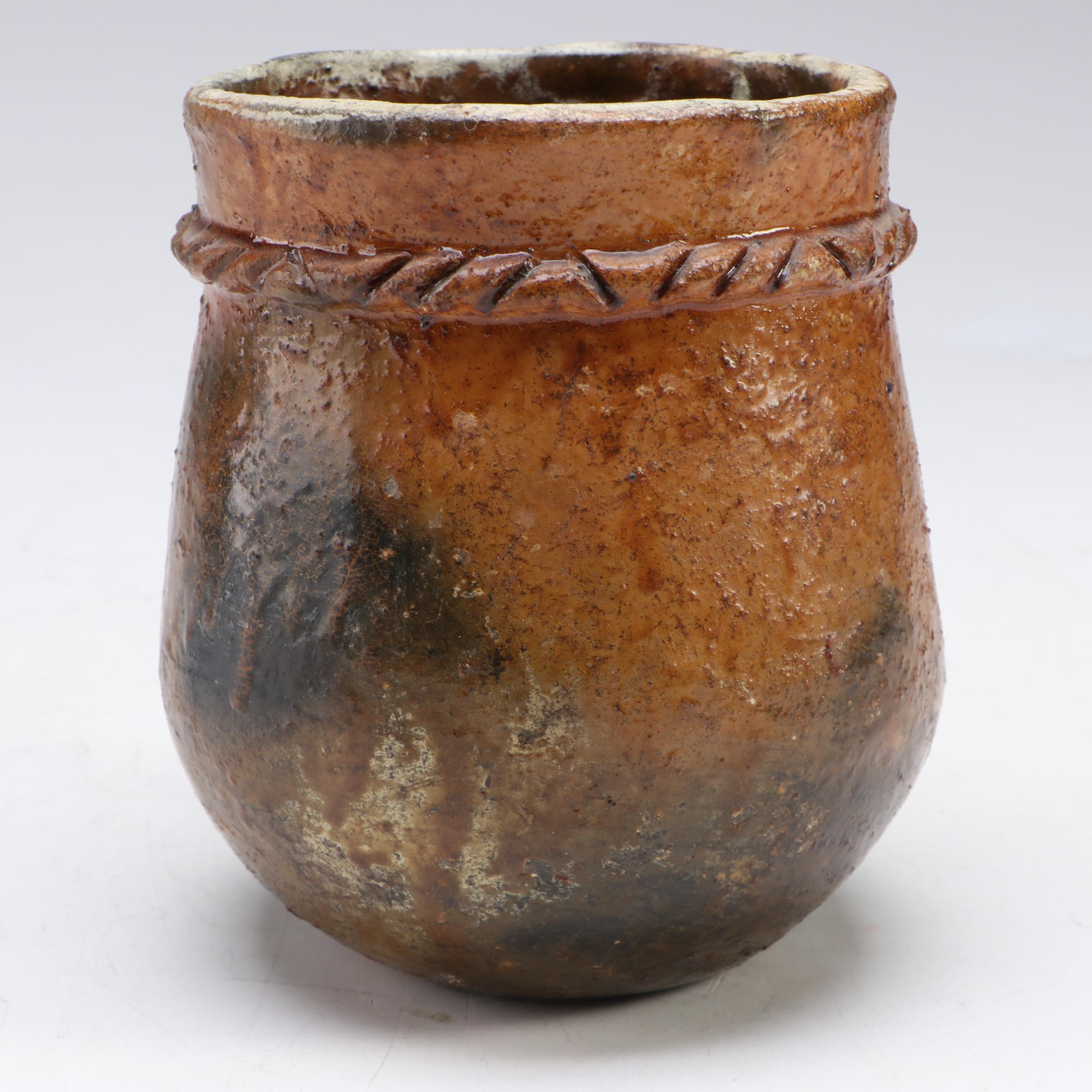 DeWitt Terracotta Face with Rustic Earthenware Pottery, Late 20th Century