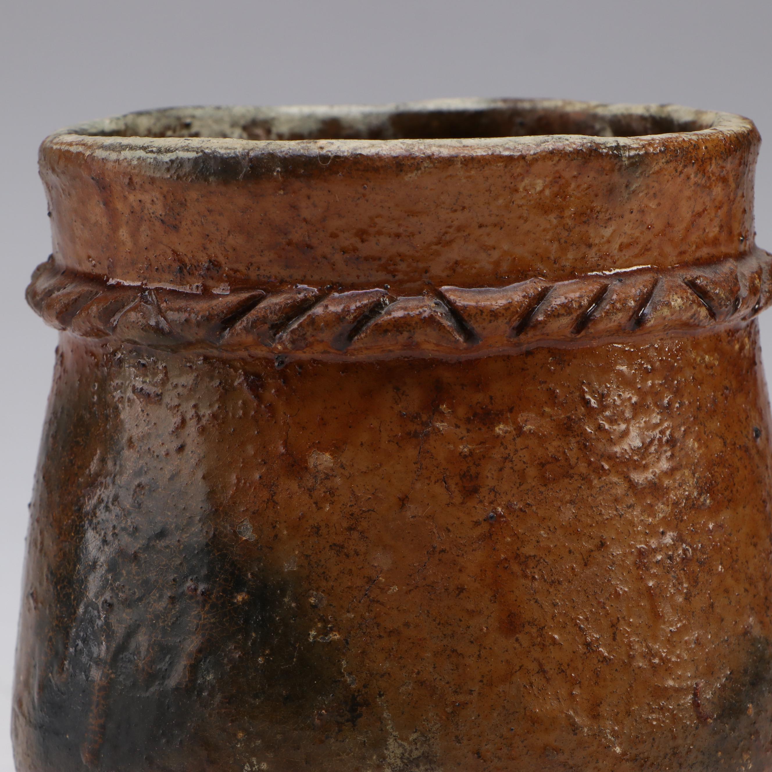 DeWitt Terracotta Face with Rustic Earthenware Pottery, Late 20th Century
