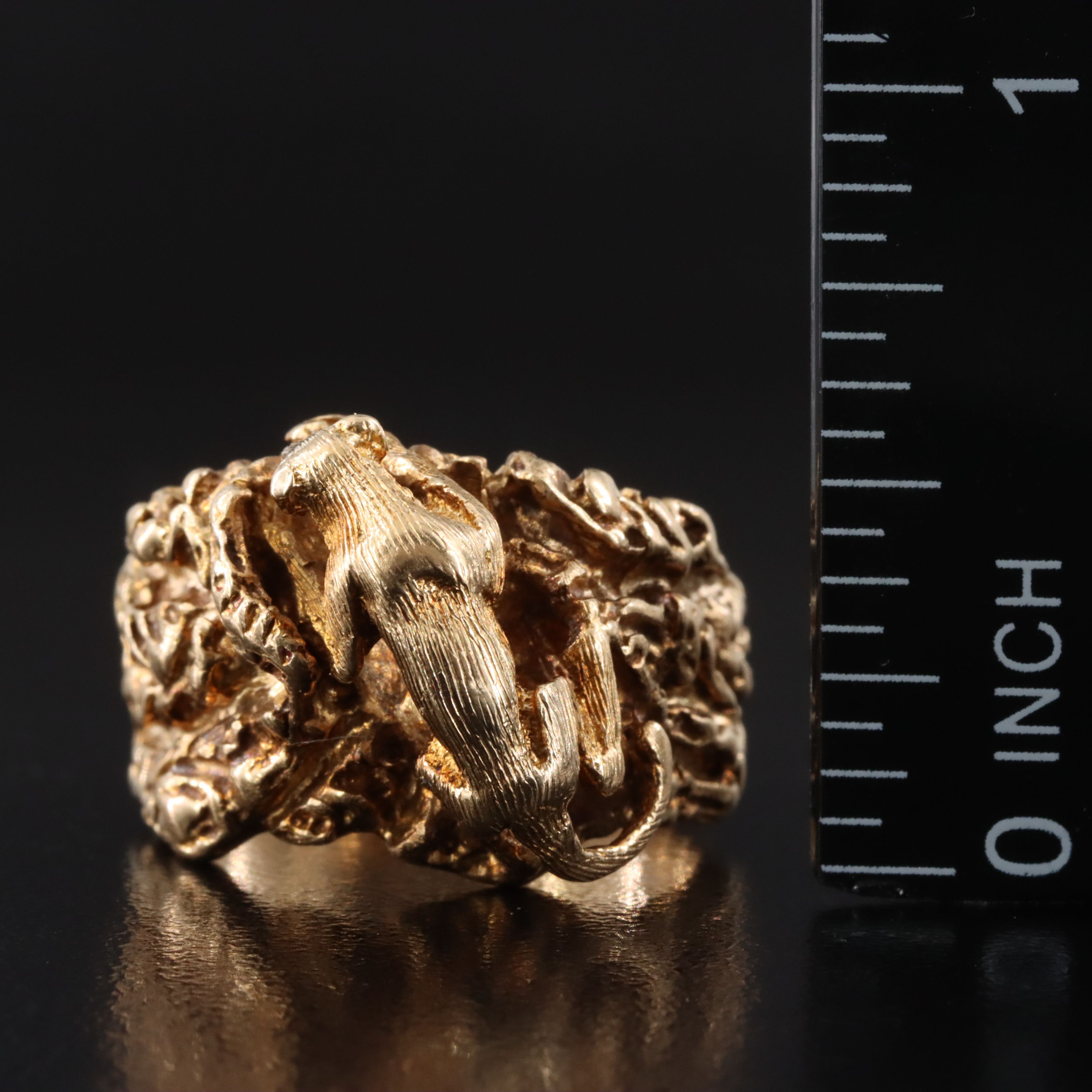 14K Diamond Eyed Mountain Lion Ring