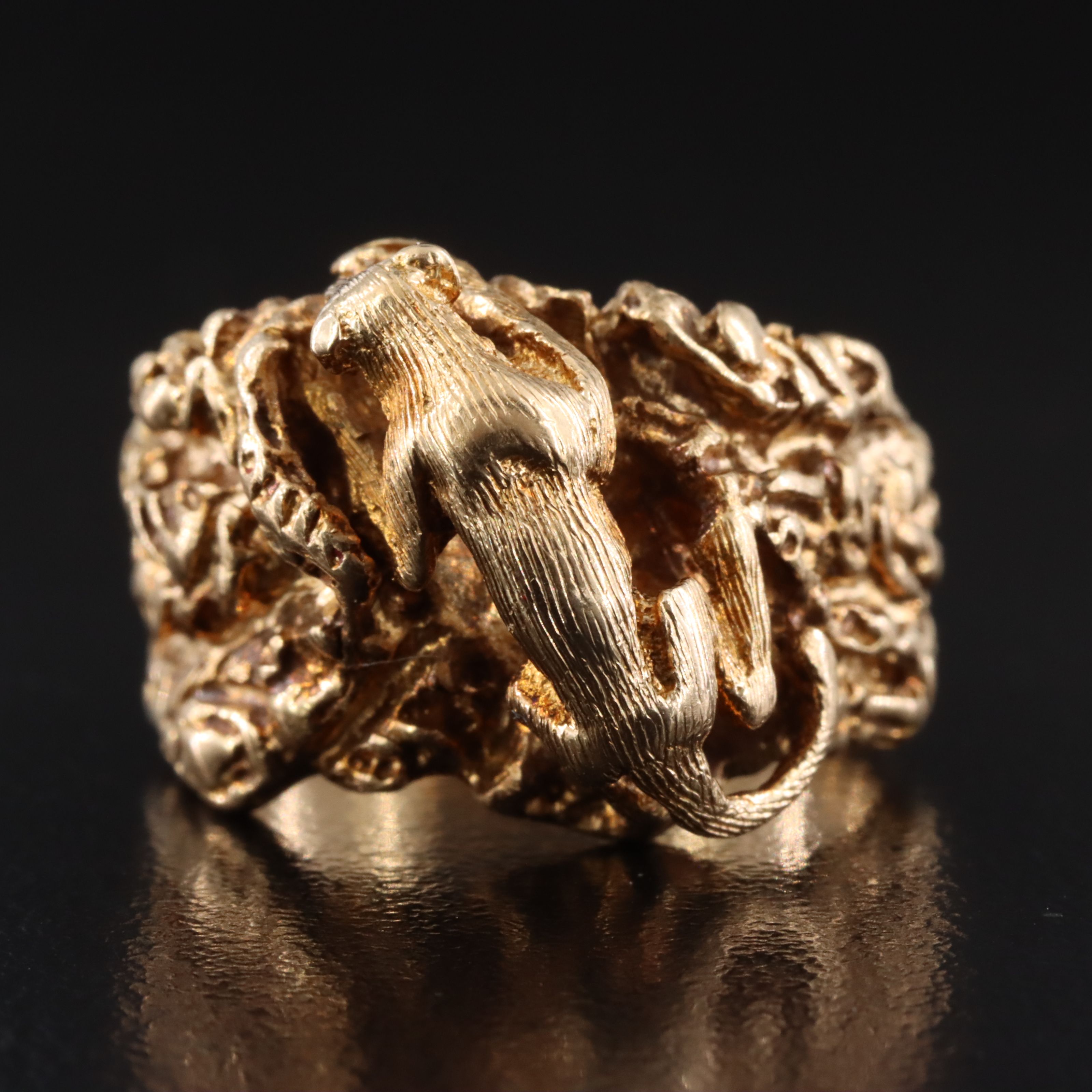 14K Diamond Eyed Mountain Lion Ring