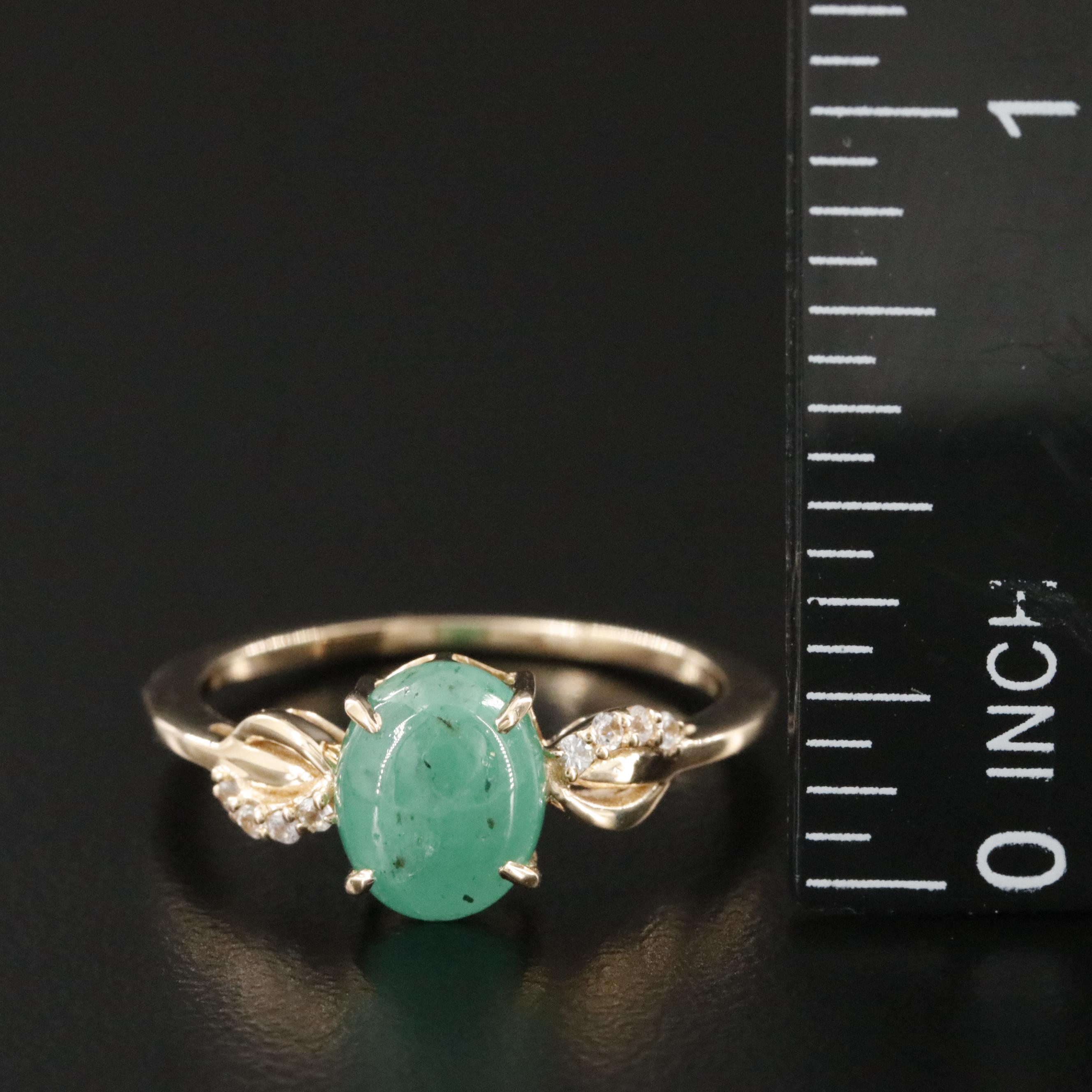 14K Emerald and White Sapphire Ring