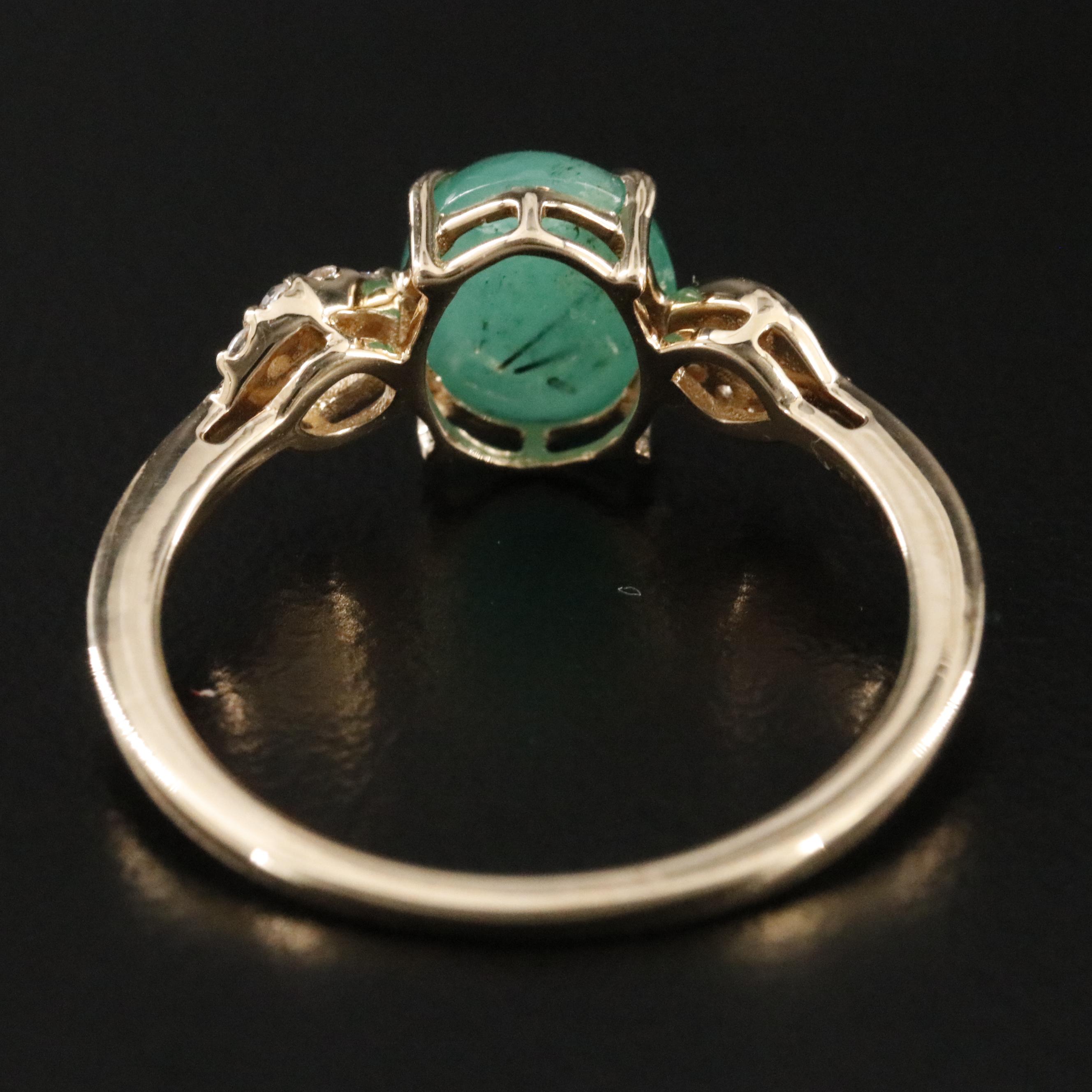 14K Emerald and White Sapphire Ring