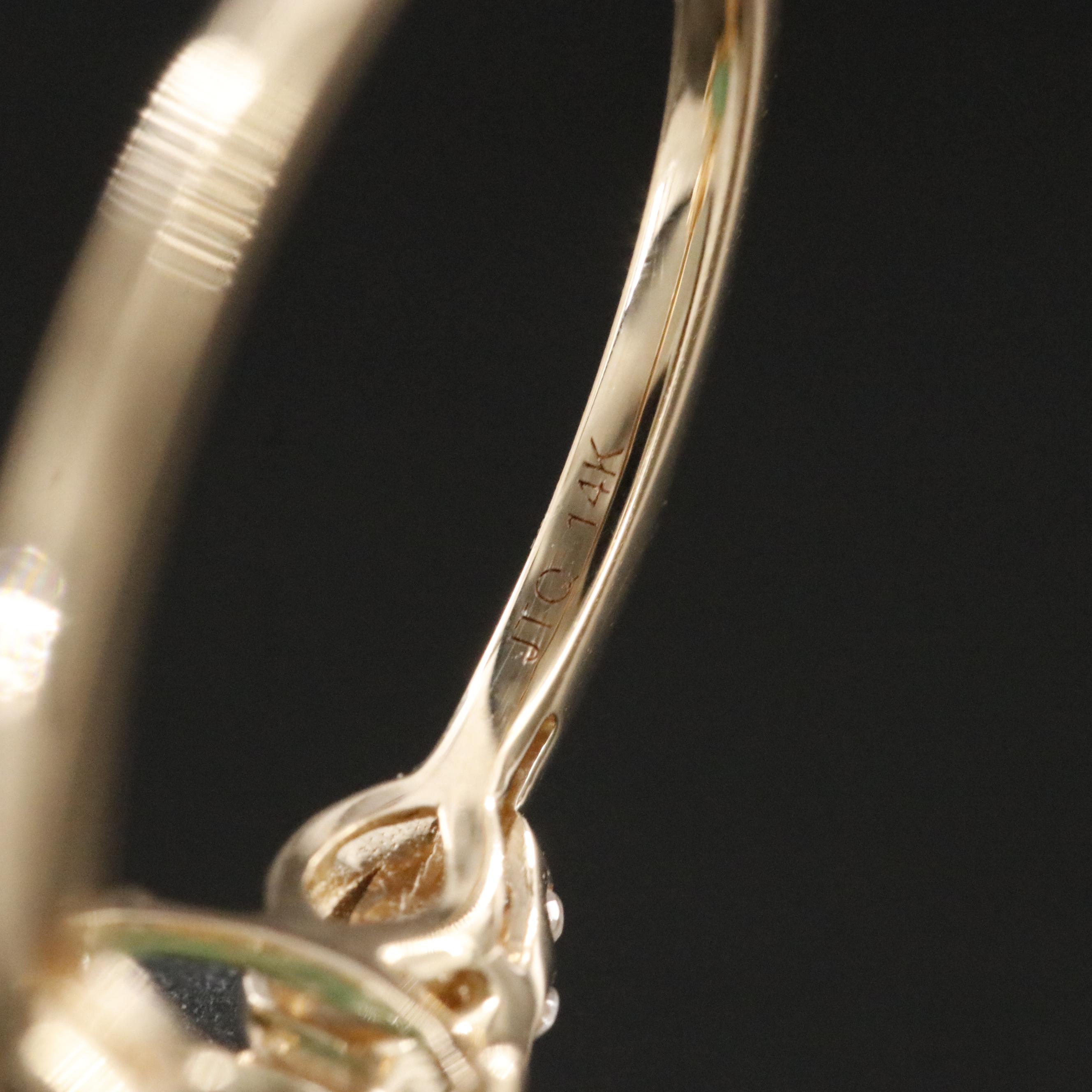 14K Emerald and White Sapphire Ring