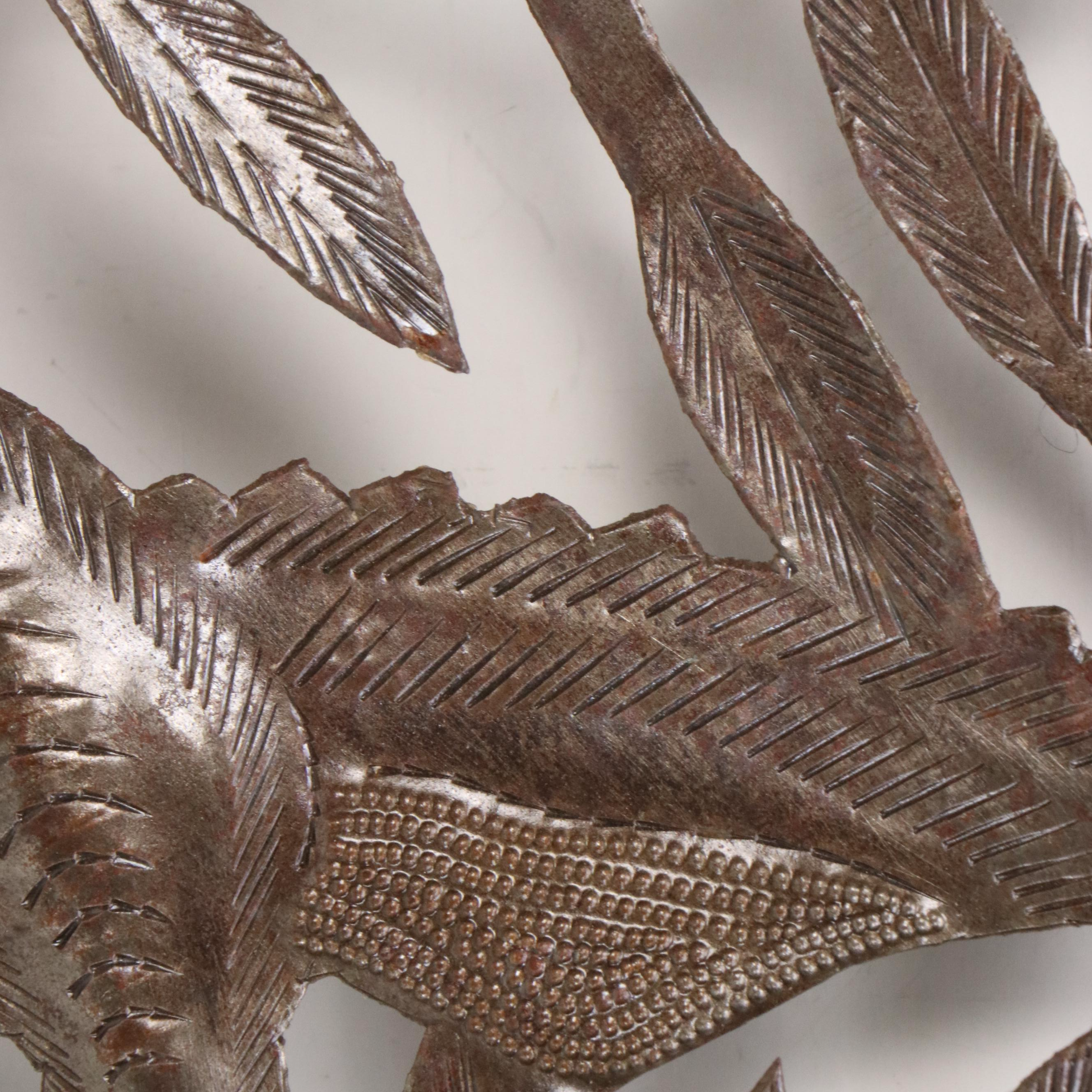 Romel Balan Haitian "Tree of Life" Cut and Chased Sheet Metal Sculpture