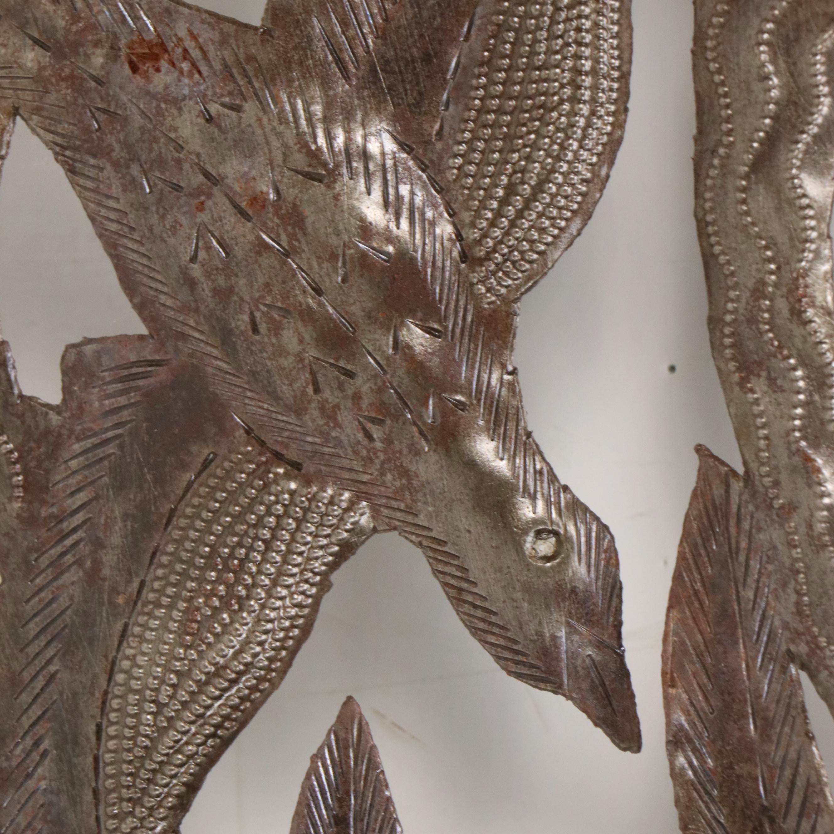 Romel Balan Haitian "Tree of Life" Cut and Chased Sheet Metal Sculpture