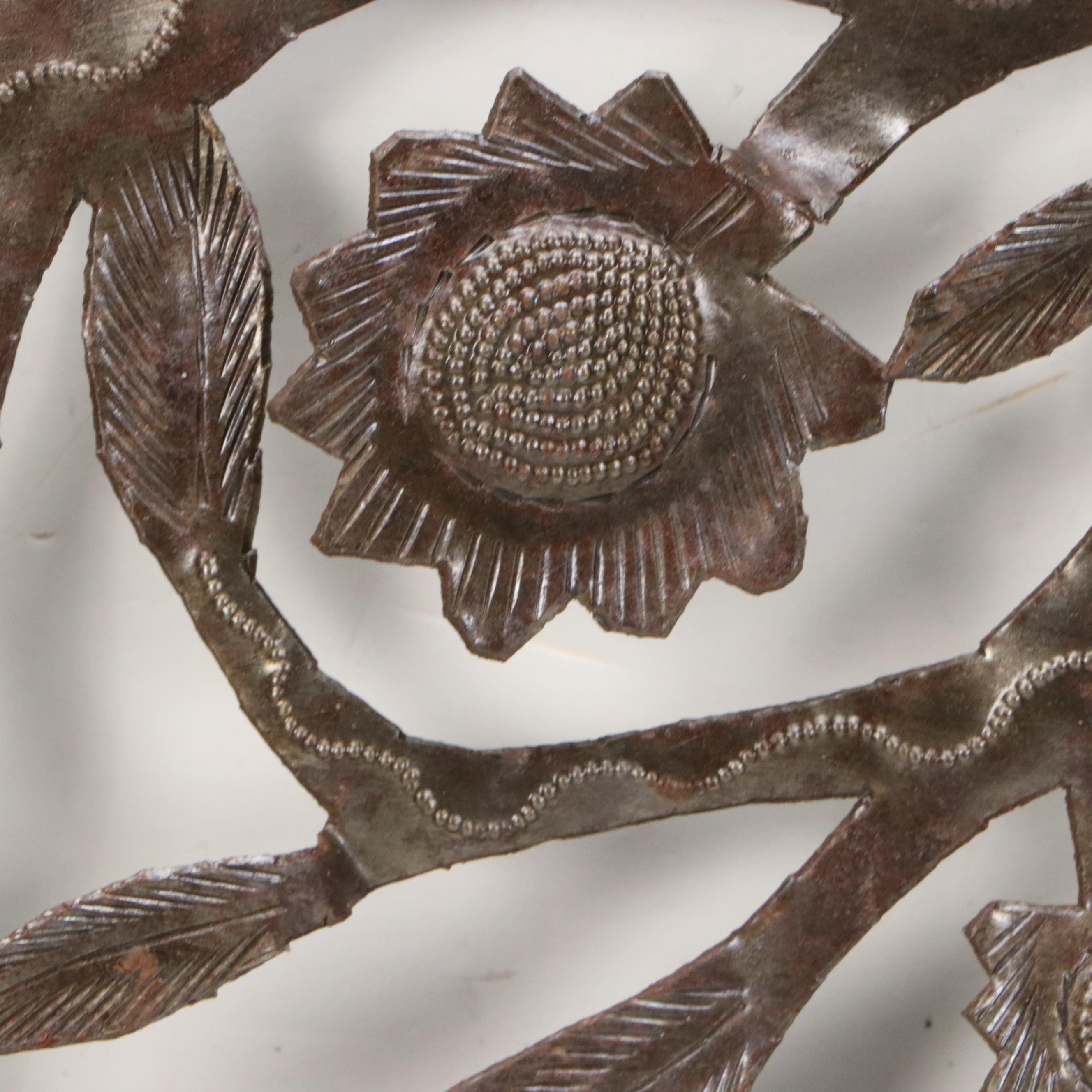 Romel Balan Haitian "Tree of Life" Cut and Chased Sheet Metal Sculpture