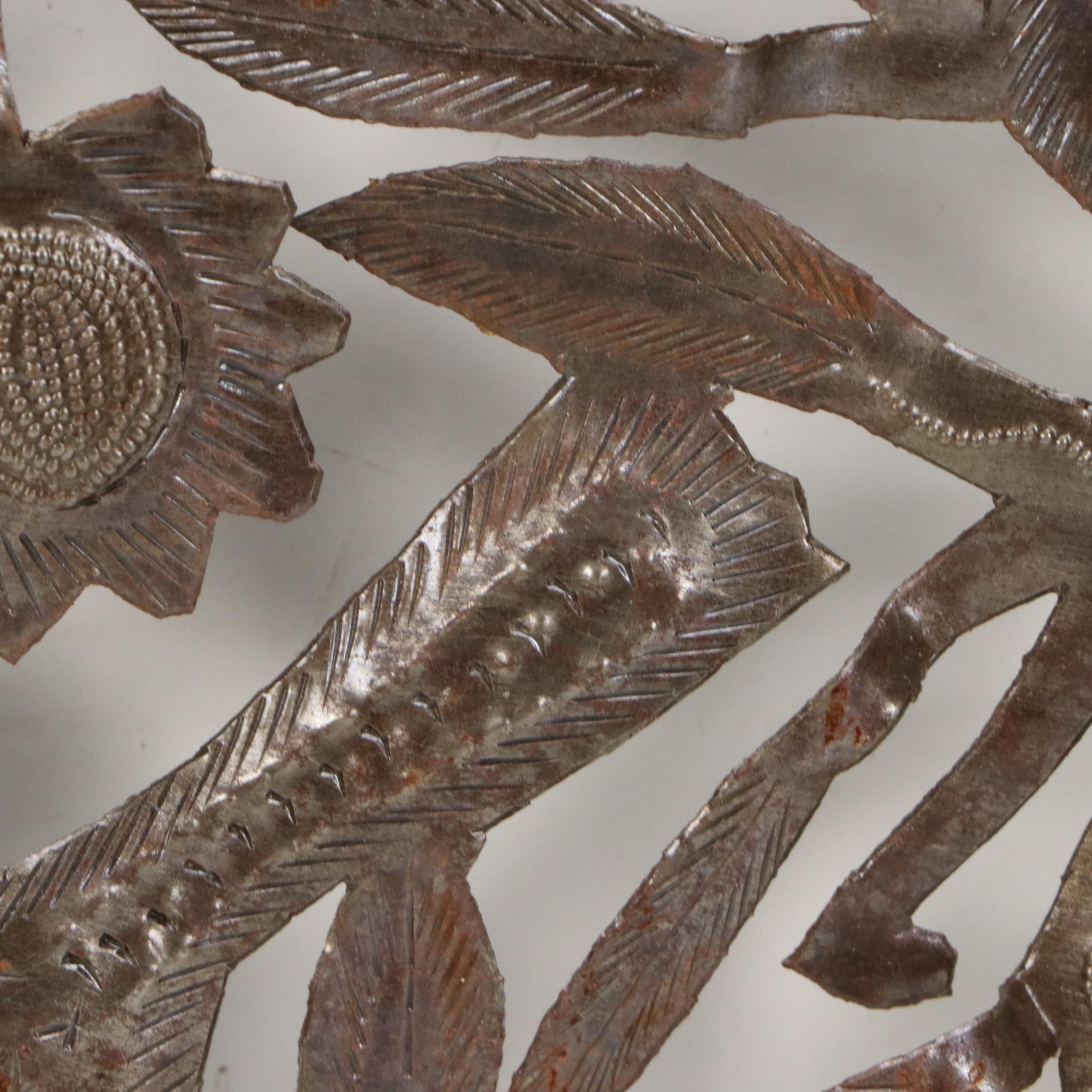 Romel Balan Haitian "Tree of Life" Cut and Chased Sheet Metal Sculpture