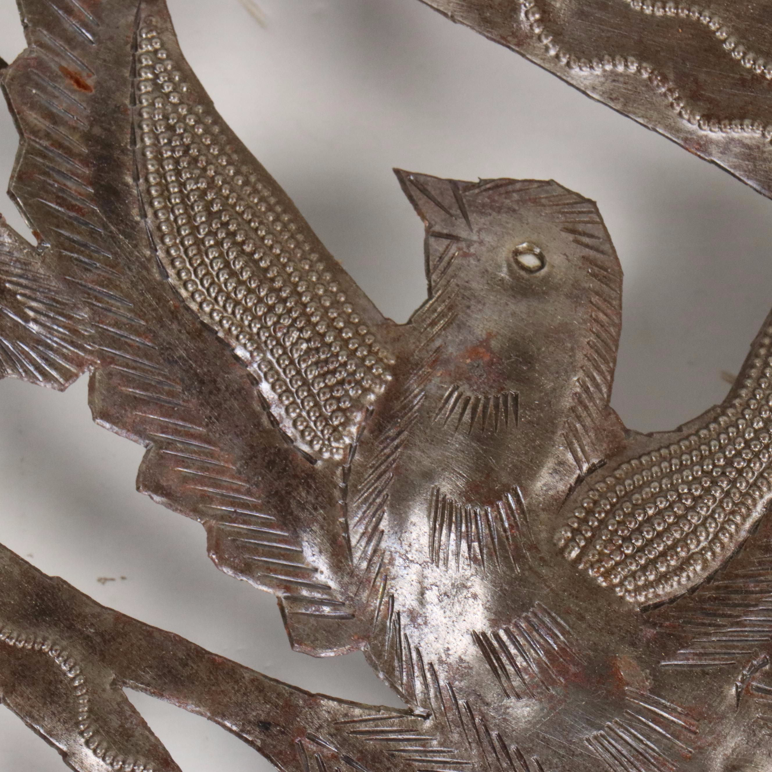 Romel Balan Haitian "Tree of Life" Cut and Chased Sheet Metal Sculpture