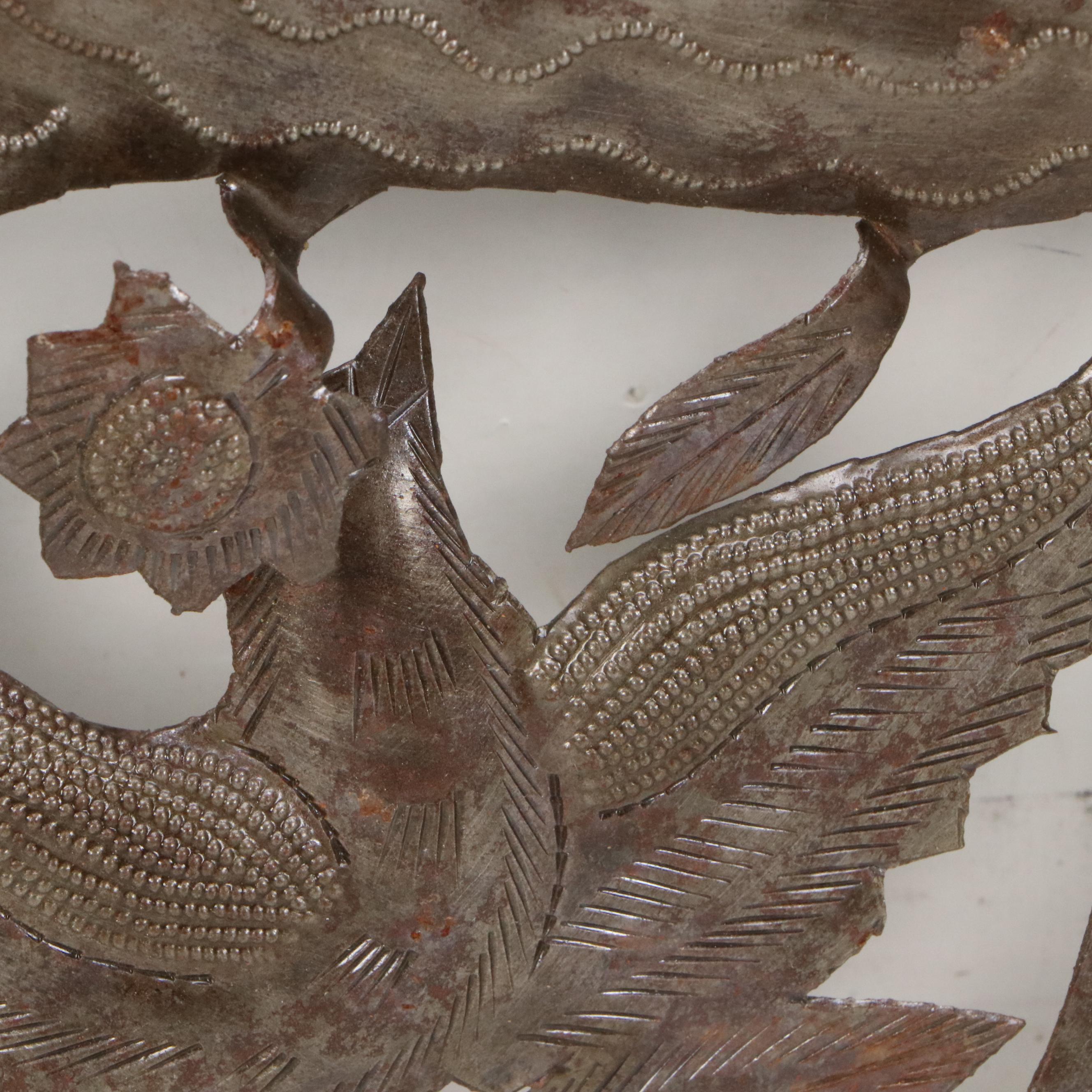 Romel Balan Haitian "Tree of Life" Cut and Chased Sheet Metal Sculpture