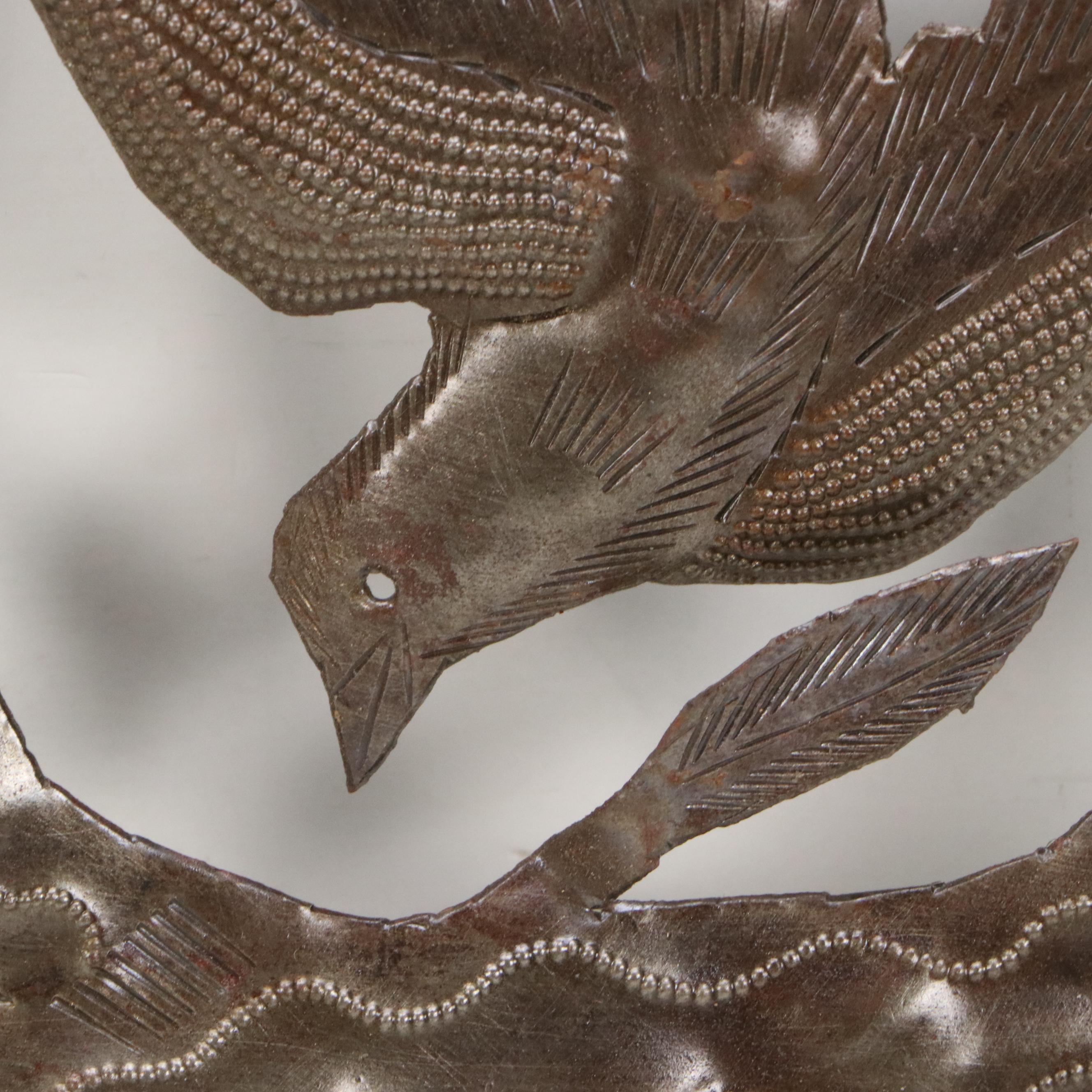 Romel Balan Haitian "Tree of Life" Cut and Chased Sheet Metal Sculpture