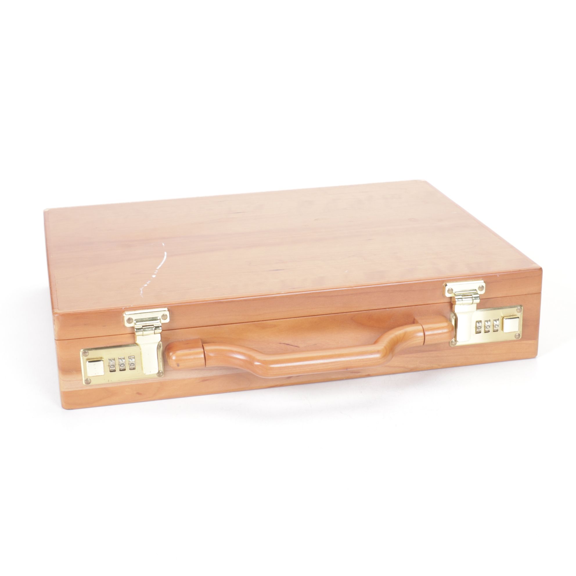 Wooden Briefcase with Three Digit Combination Locks