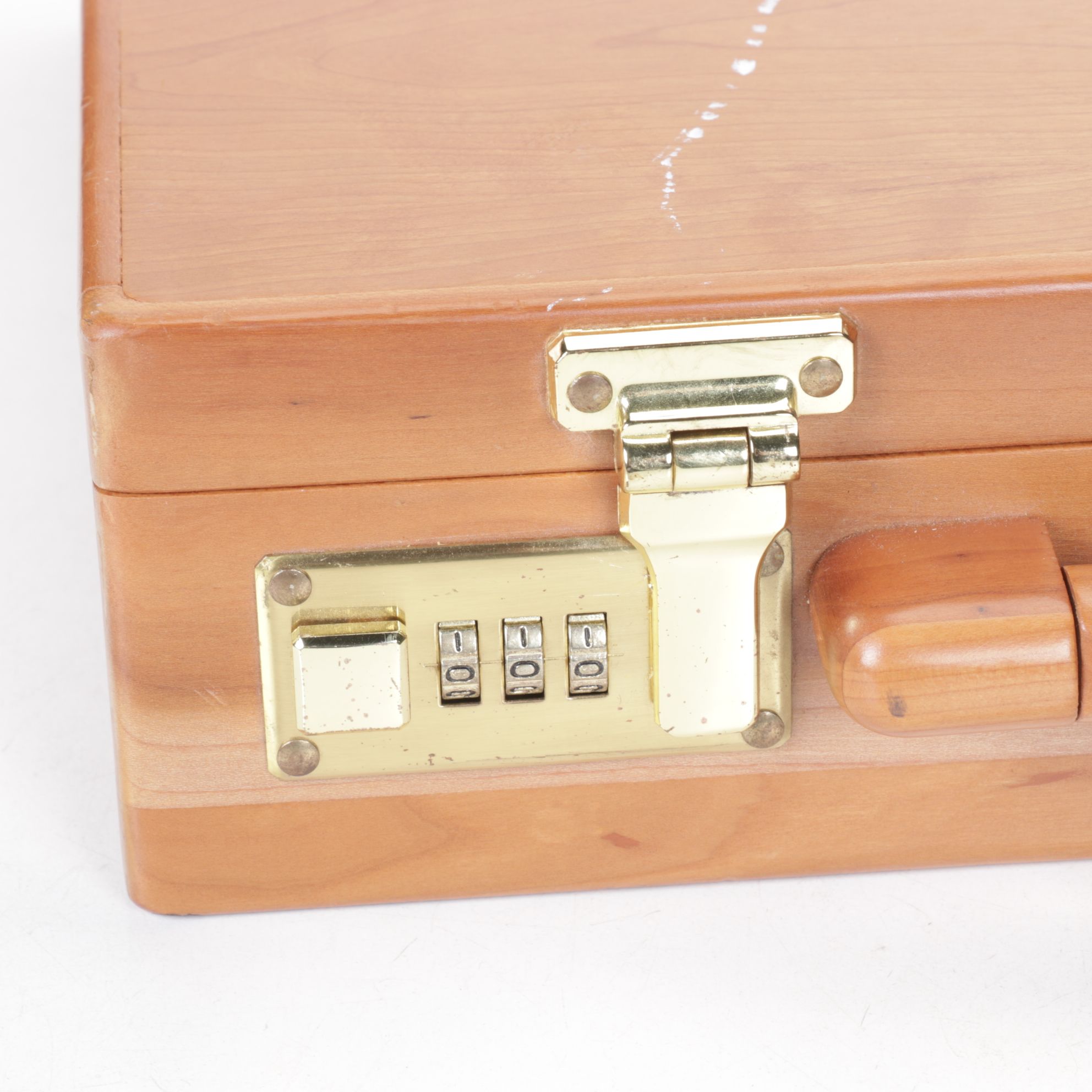 Wooden Briefcase with Three Digit Combination Locks