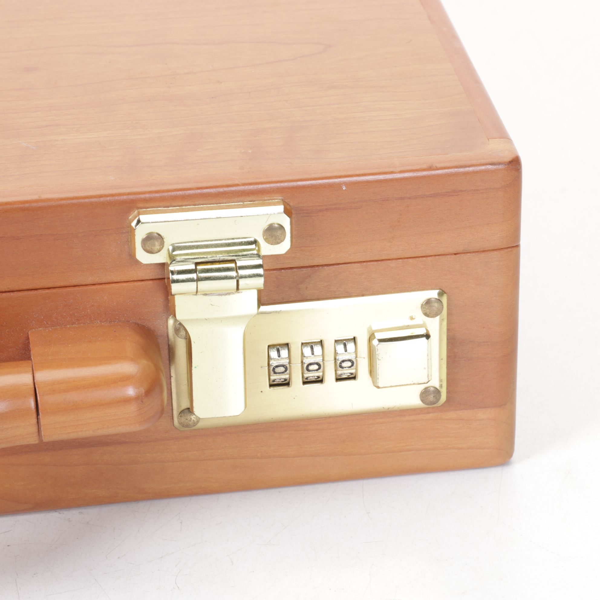Wooden Briefcase with Three Digit Combination Locks