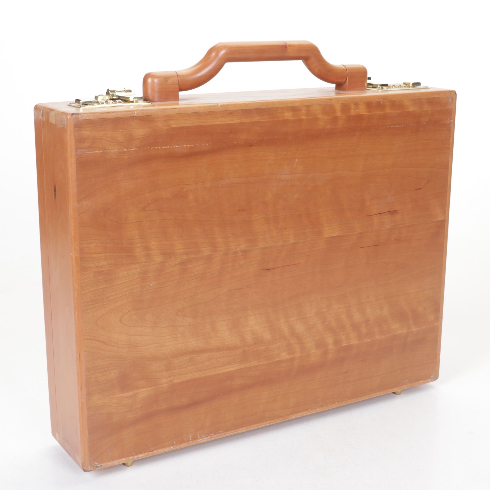 Wooden Briefcase with Three Digit Combination Locks
