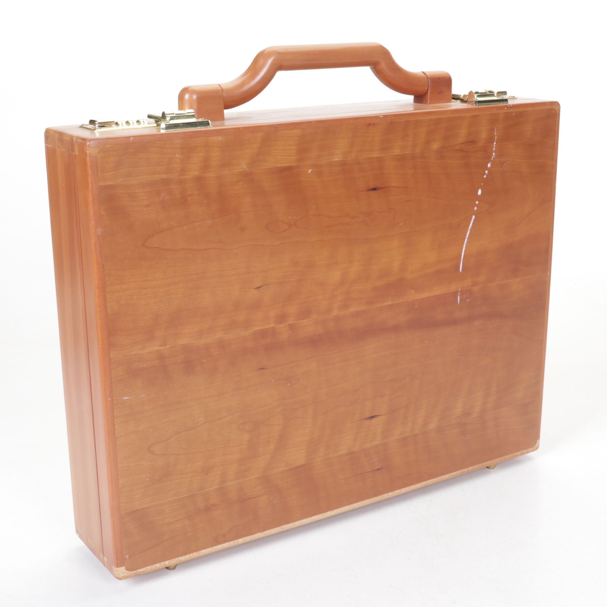 Wooden Briefcase with Three Digit Combination Locks